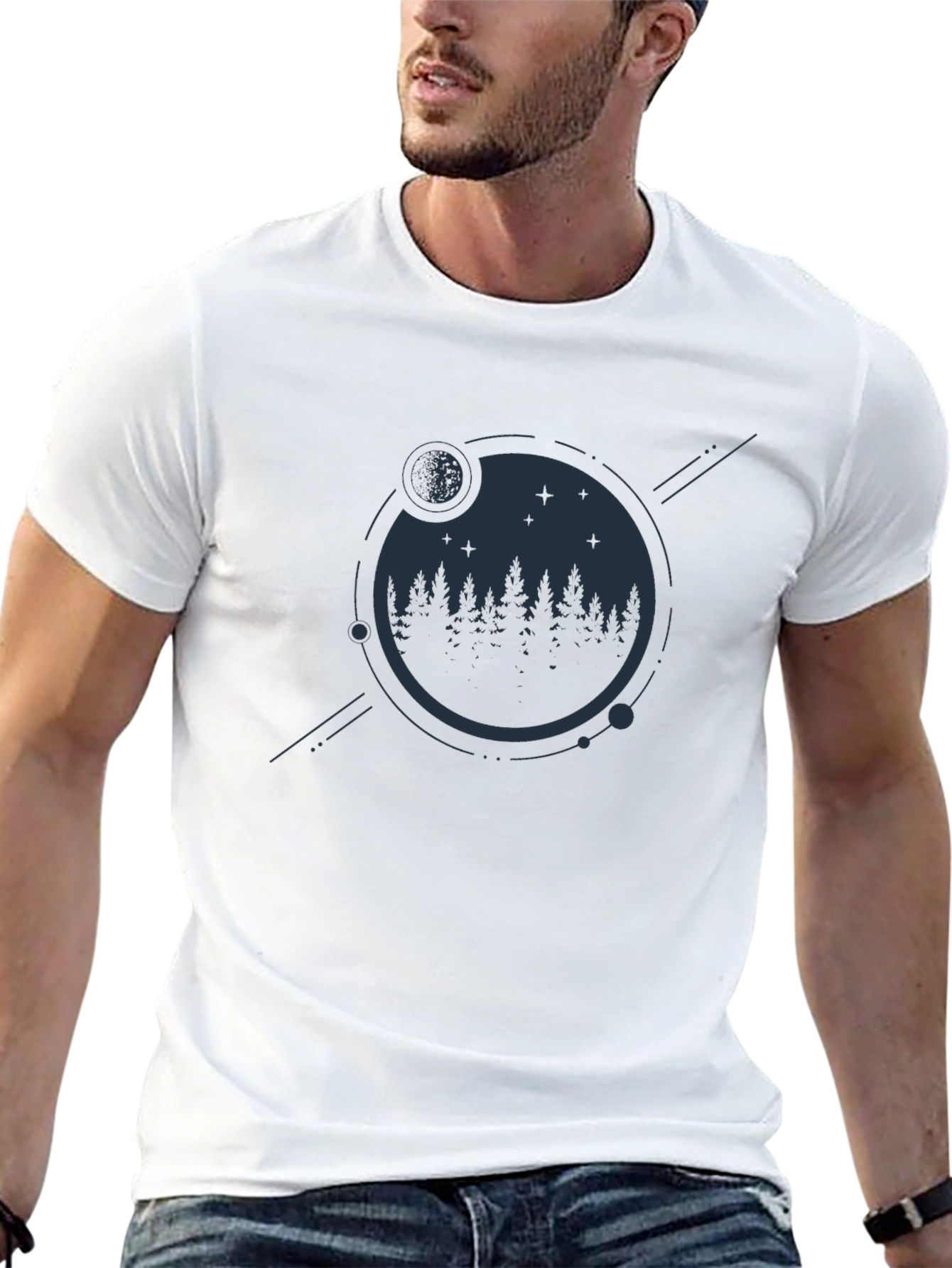Mens Black Forest & Moon Graphic Tee