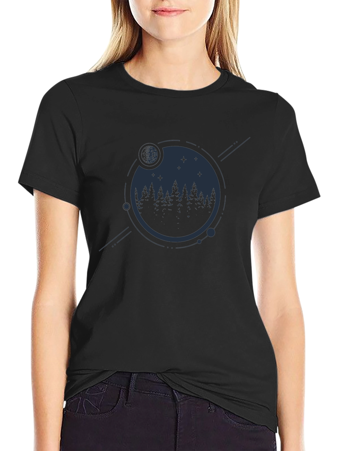 Mens Black Forest & Moon Graphic Tee