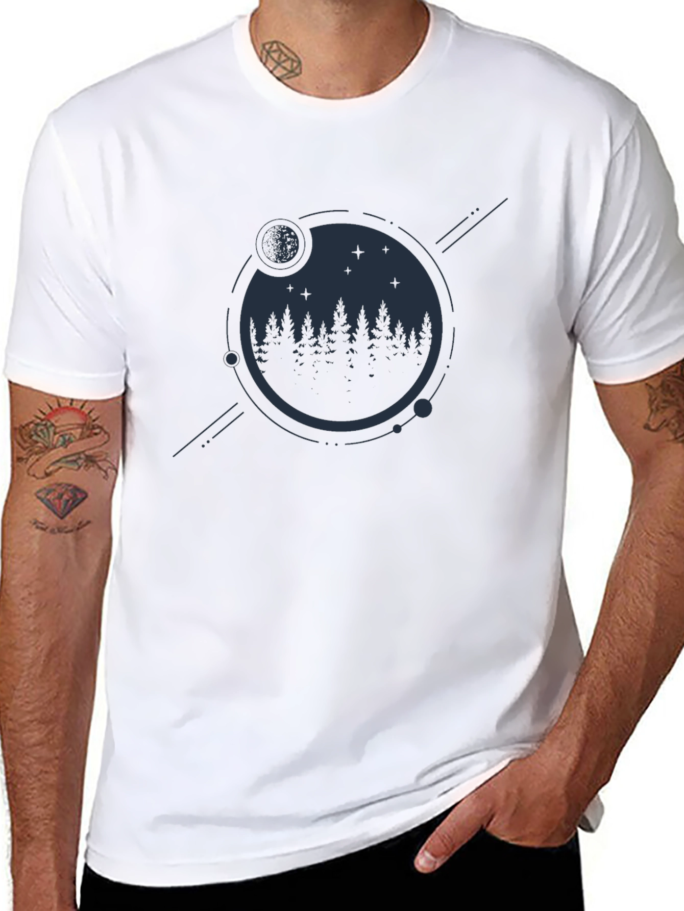 Mens Black Forest & Moon Graphic Tee