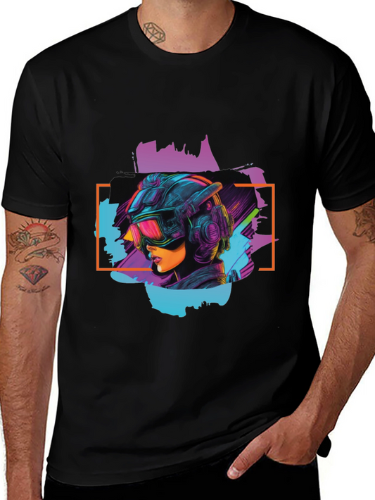 Cyberpunk Girl Black T-Shirt