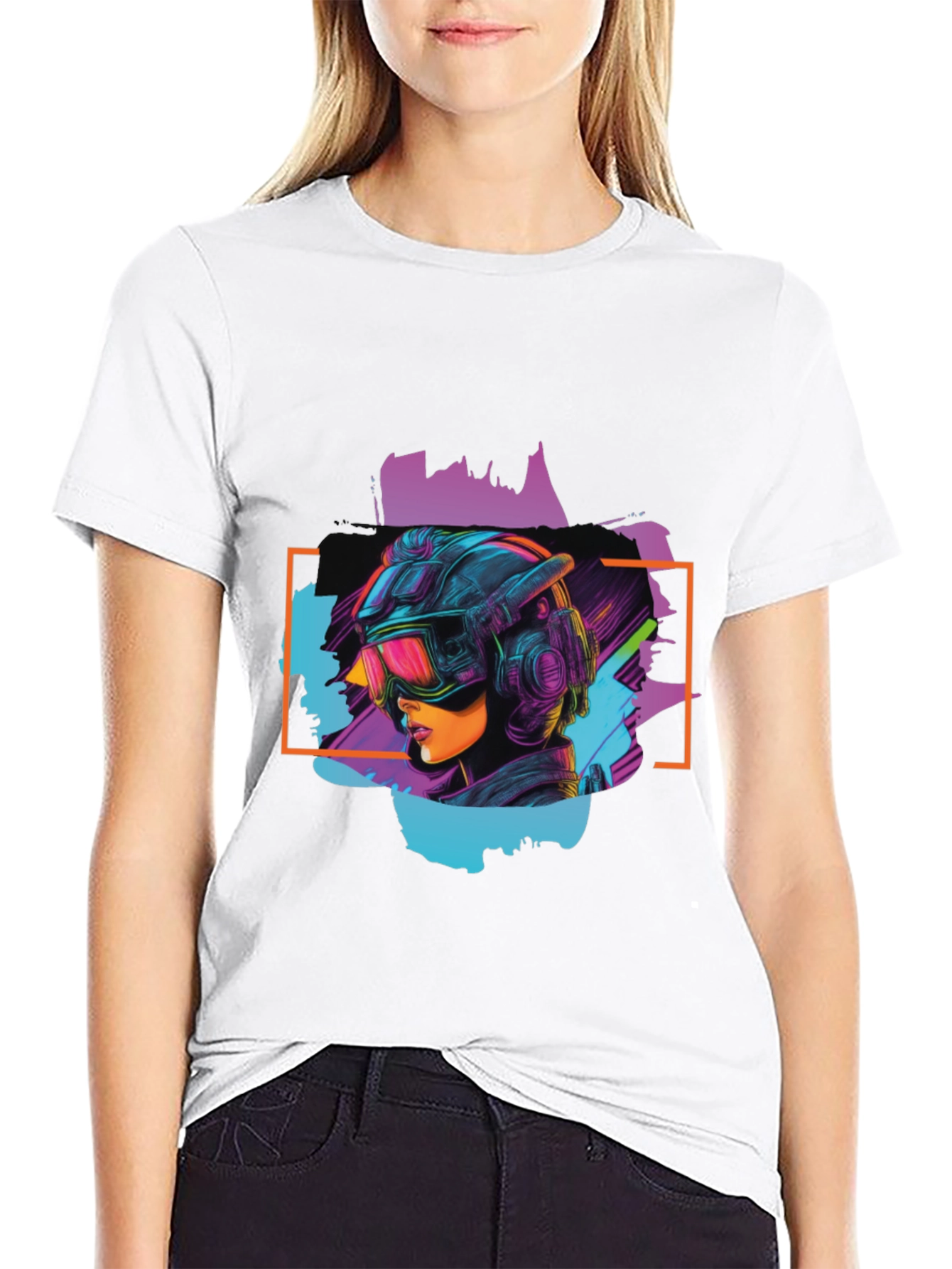 Cyberpunk Girl Black T-Shirt
