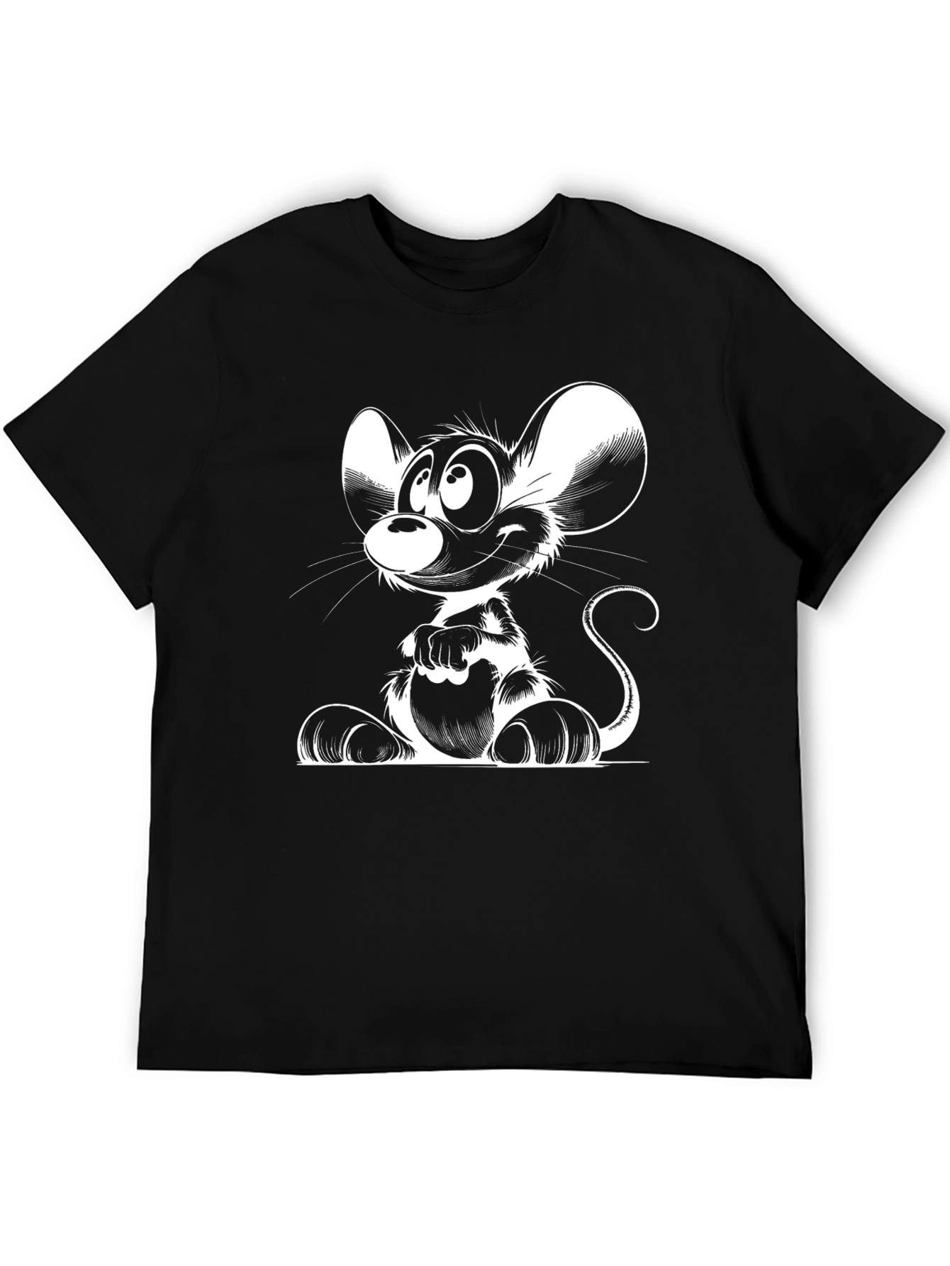 Cartoon Mouse Graphic Black T-Shirt