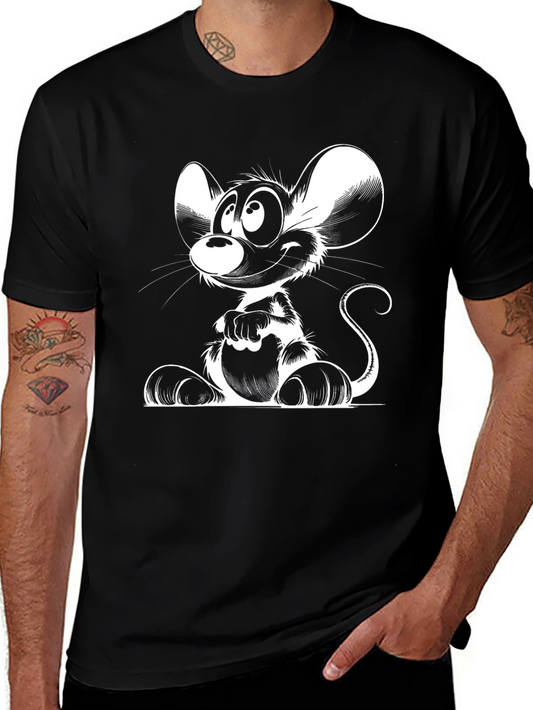Cartoon Mouse Graphic Black T-Shirt