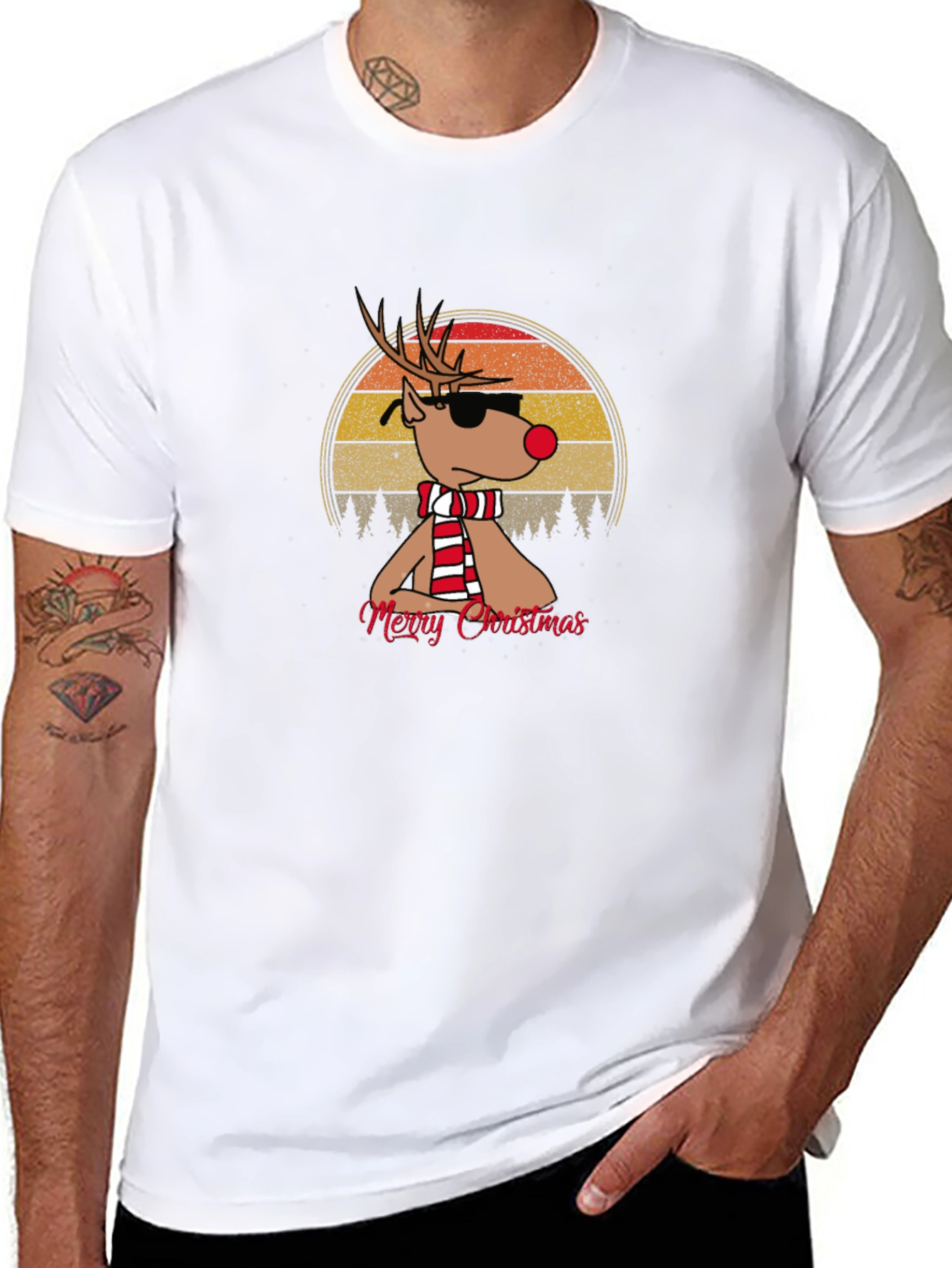 Cool Christmas Reindeer Graphic Tee