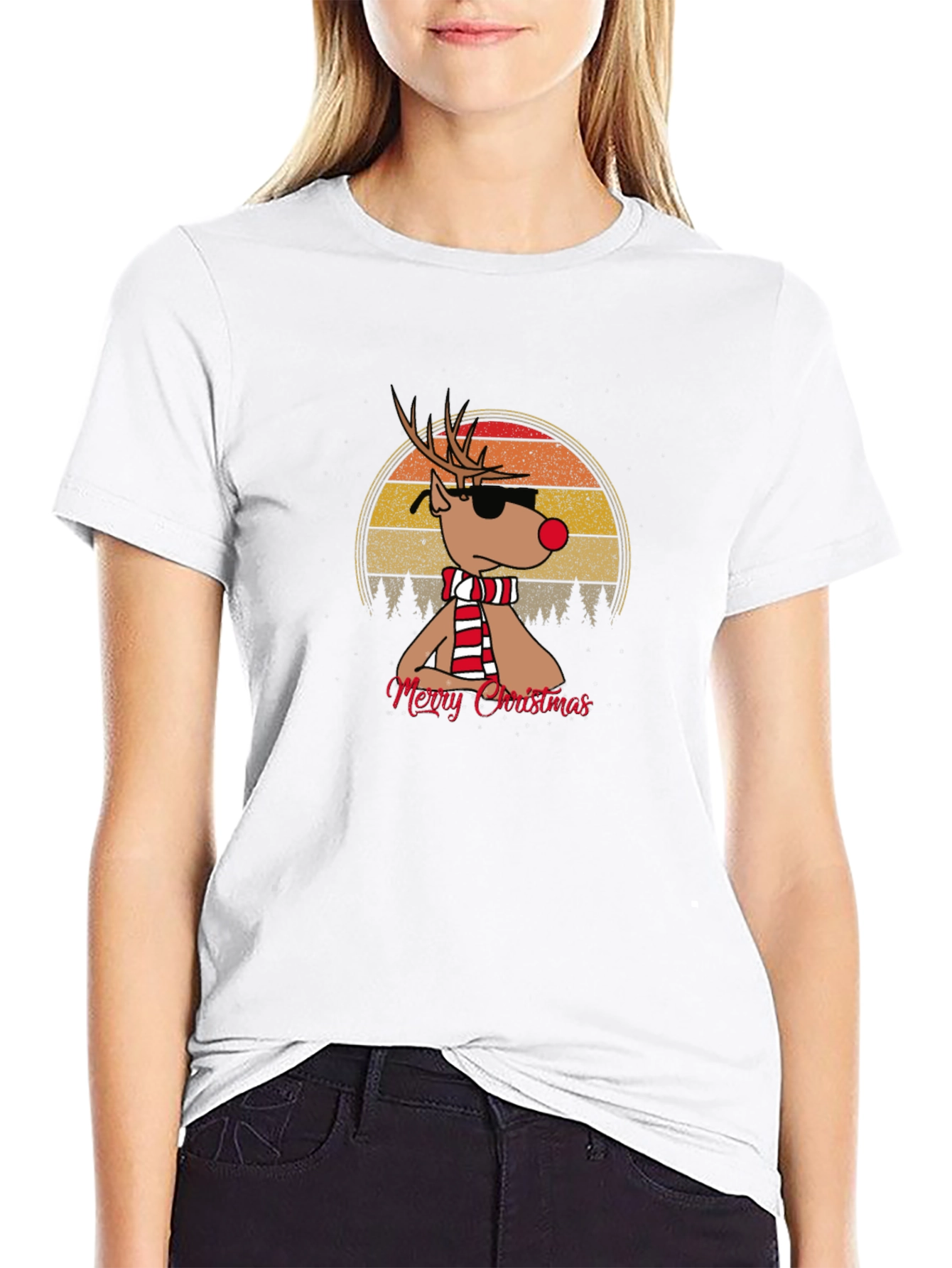 Cool Christmas Reindeer Graphic Tee
