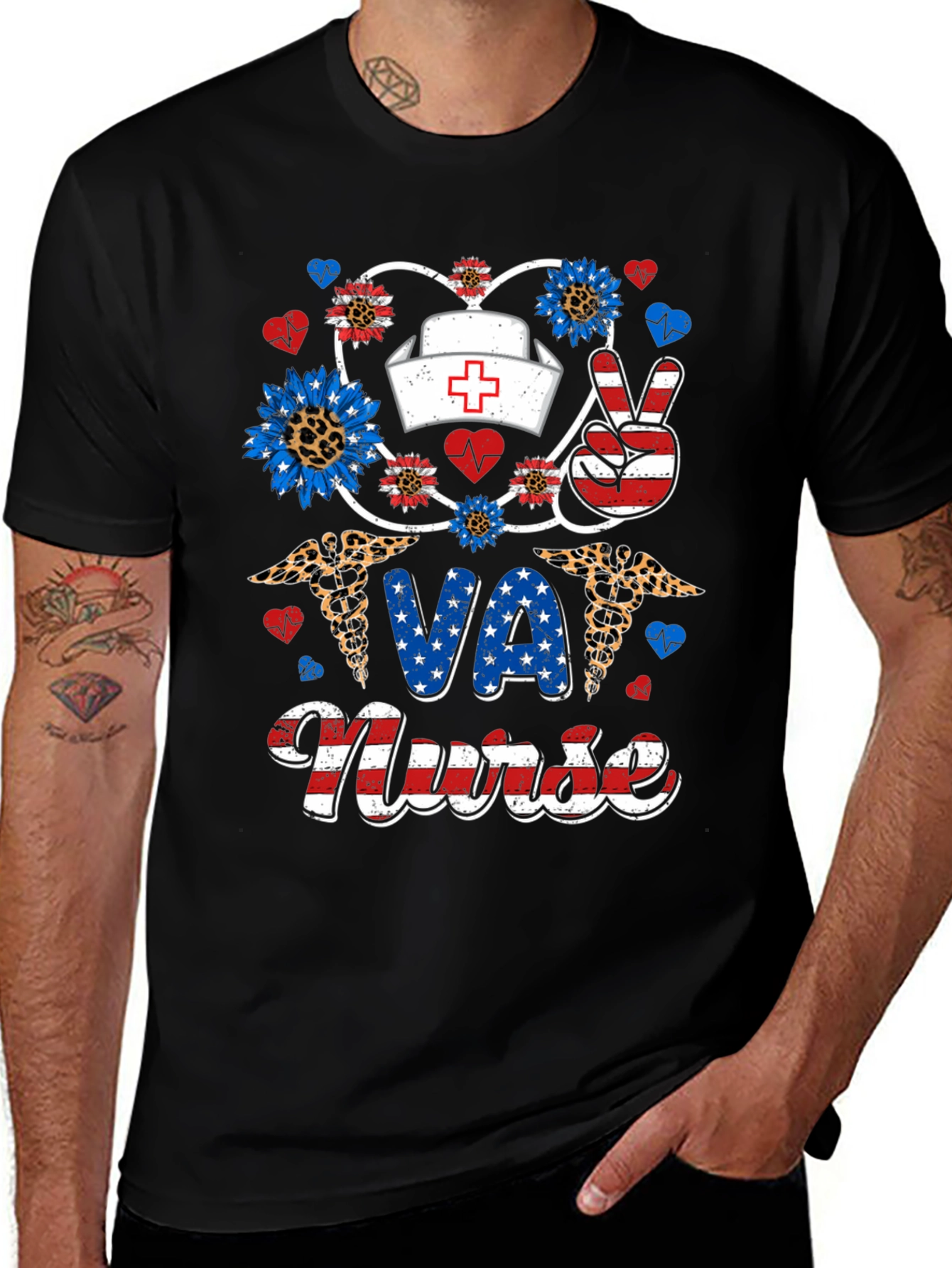 VA Nurse Patriotic Graphic T-Shirt