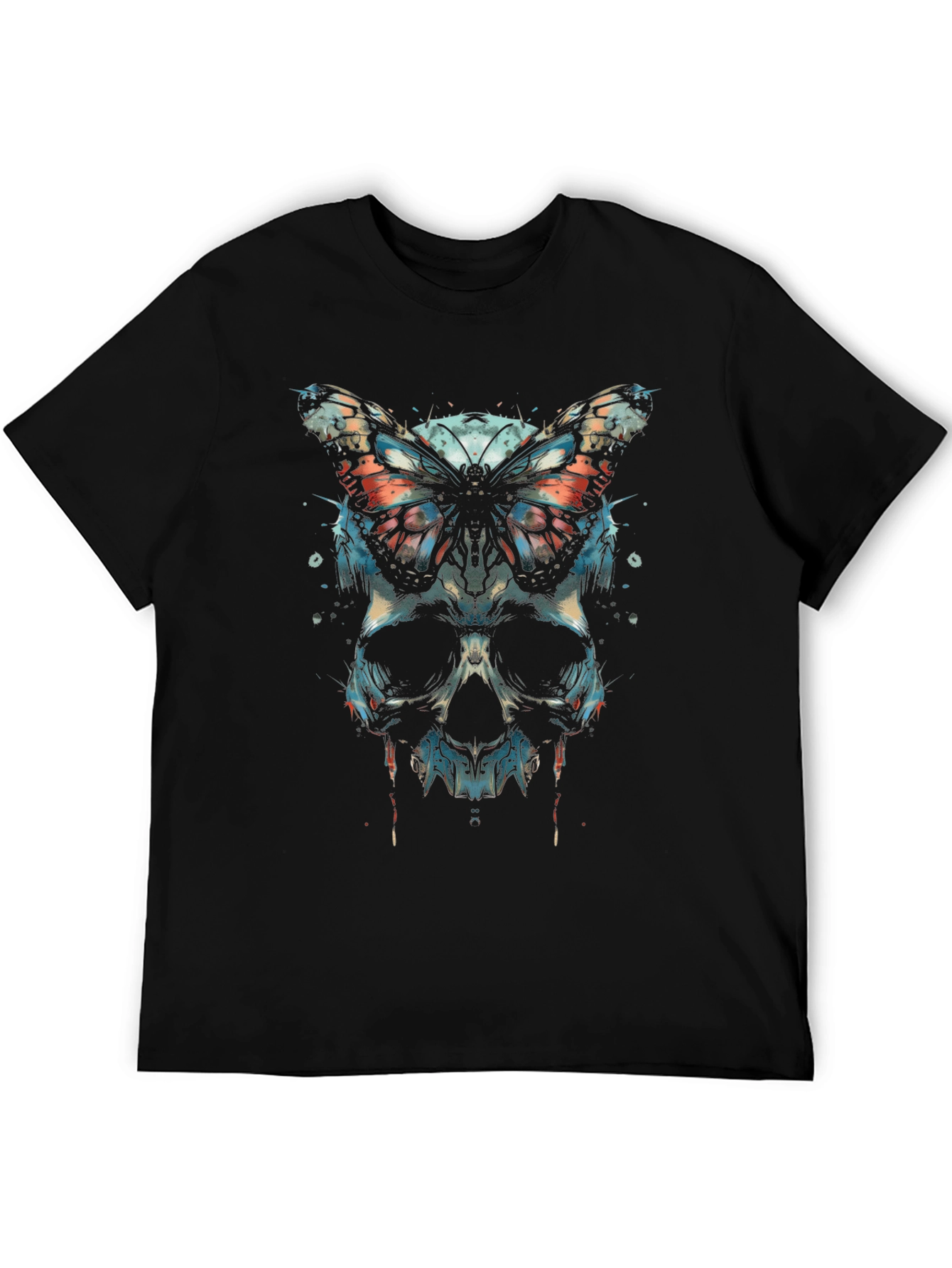 Skull Butterfly Graphic Tee - Edgy Fashion