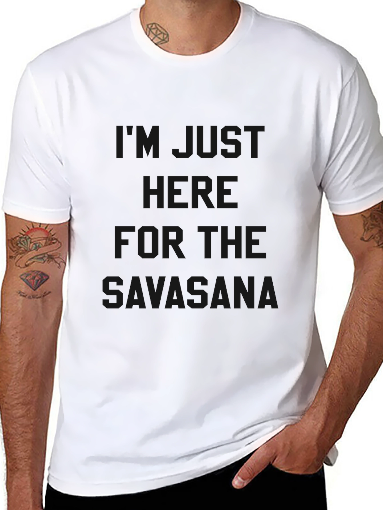Im Just Here for Savasana Black T-Shirt