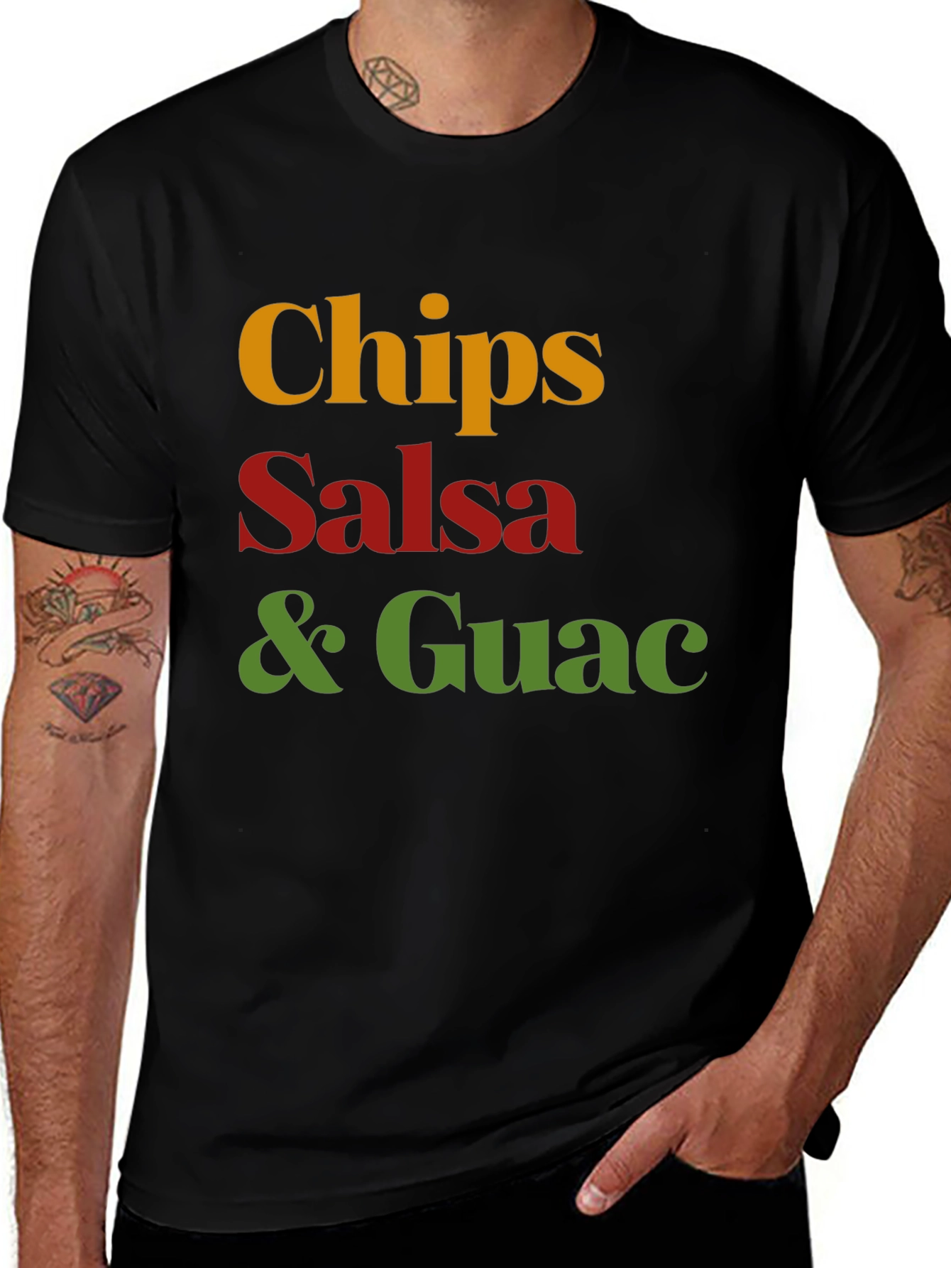 Chips Salsa & Guac T-Shirt - Black Cotton Tee