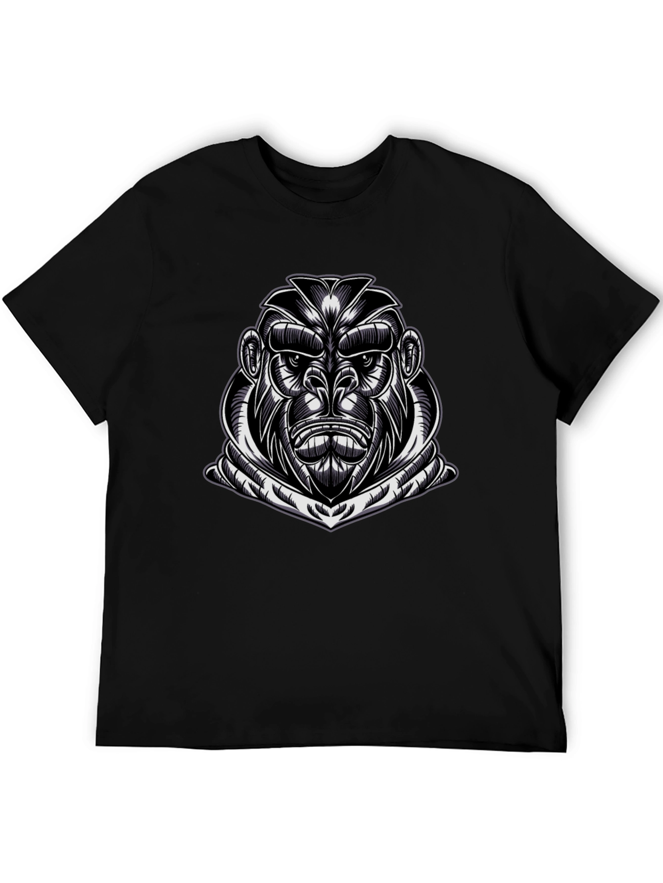 Mens Black Gorilla Graphic T-Shirt