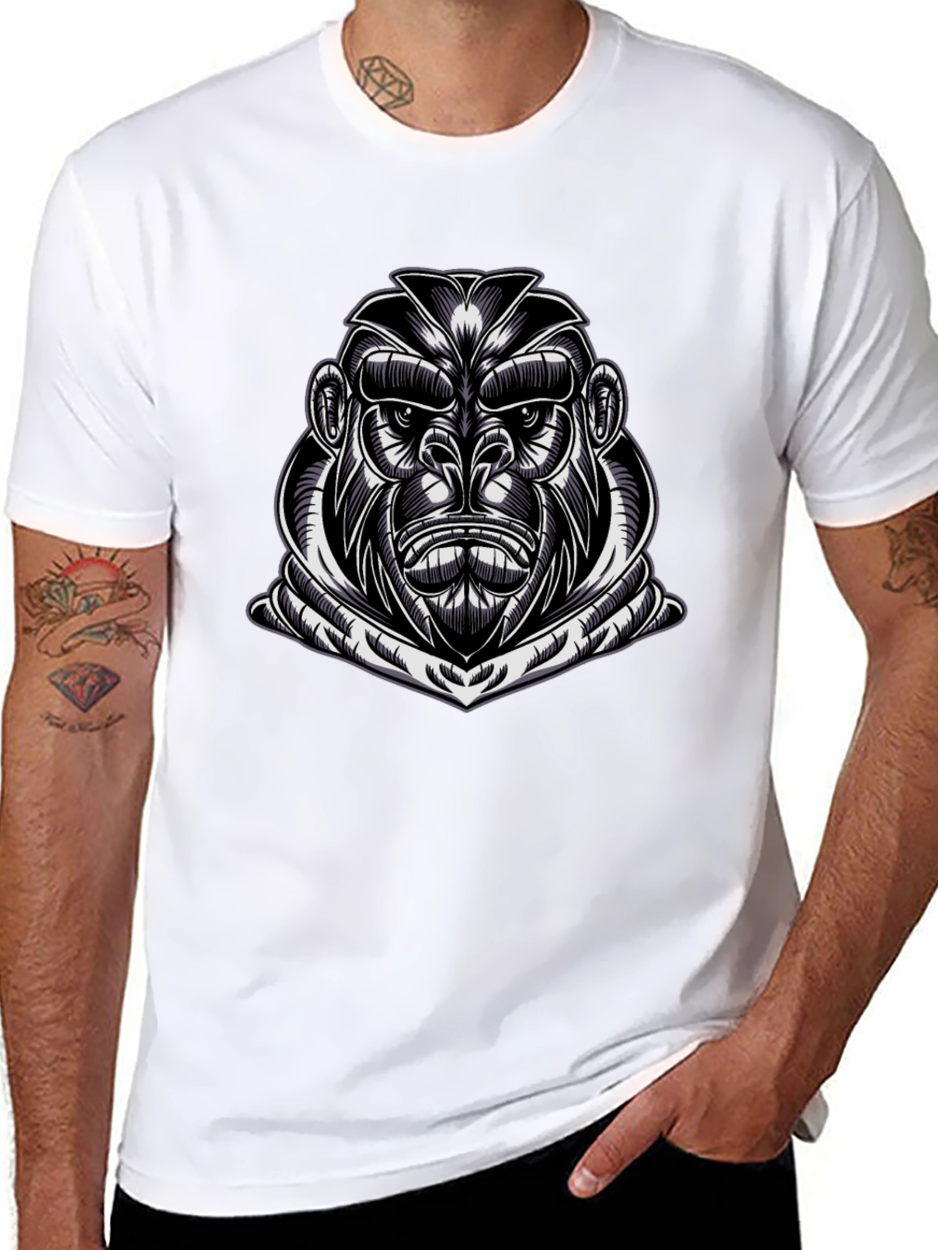 Mens Black Gorilla Graphic T-Shirt
