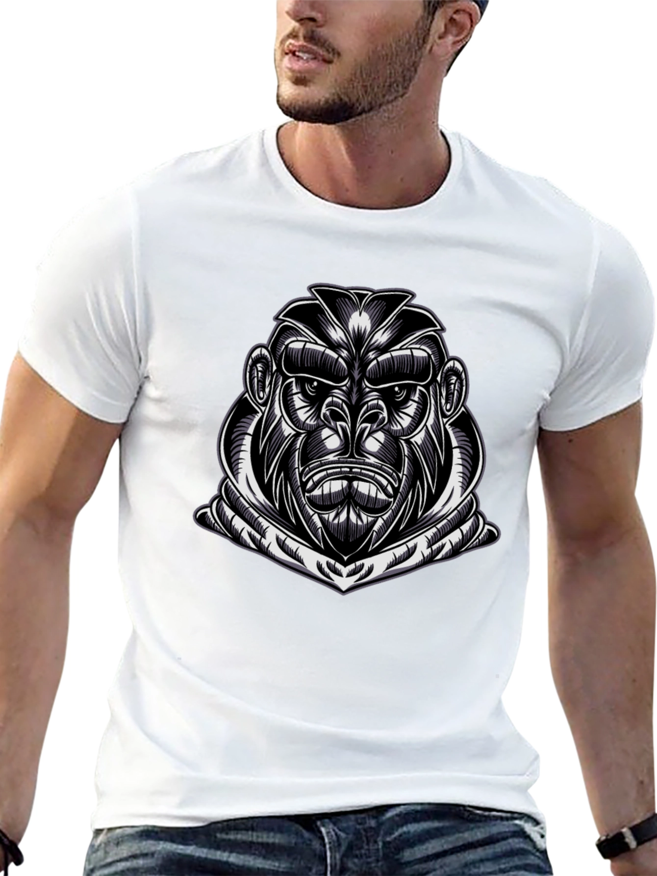Mens Black Gorilla Graphic T-Shirt