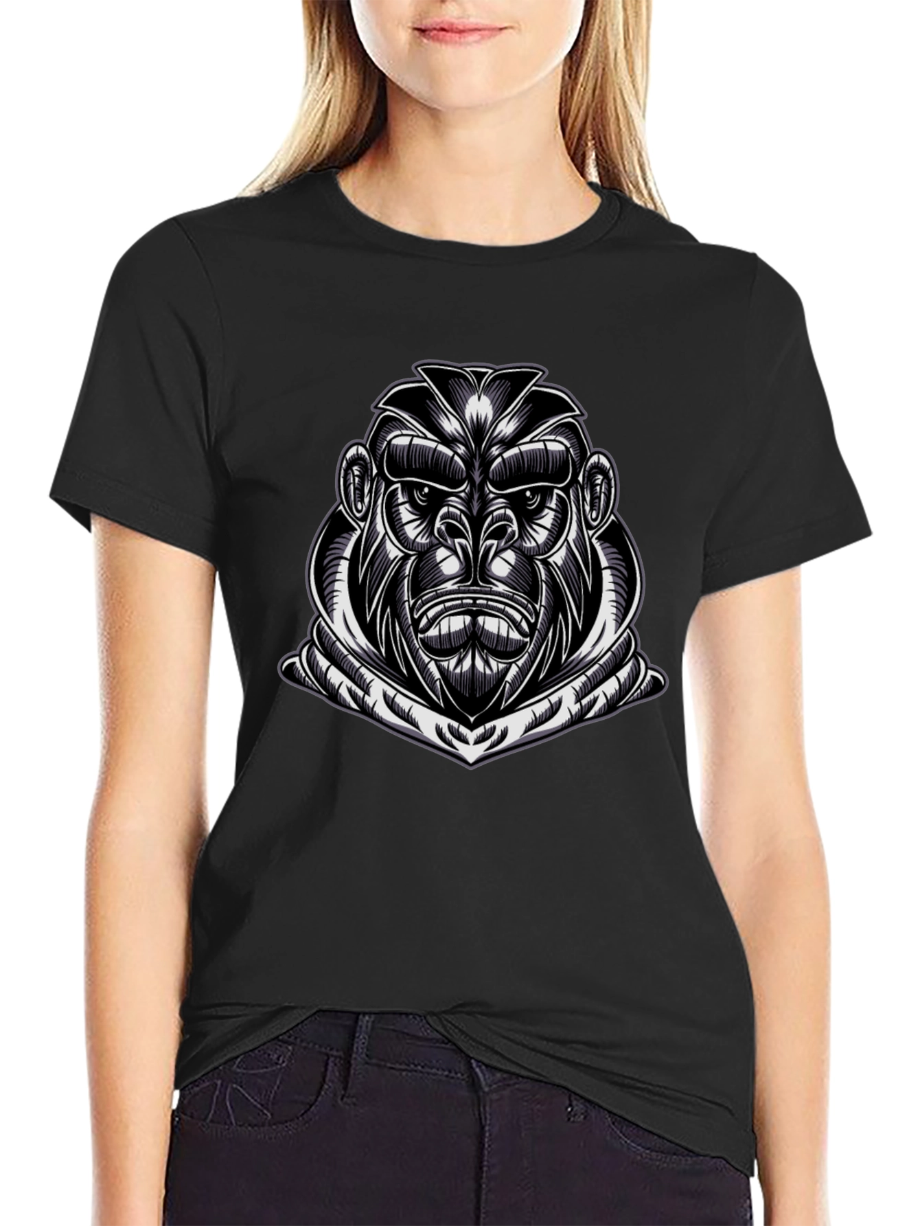 Mens Black Gorilla Graphic T-Shirt