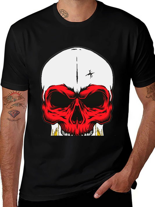 Skull Graphic Tee - Bold Red Design