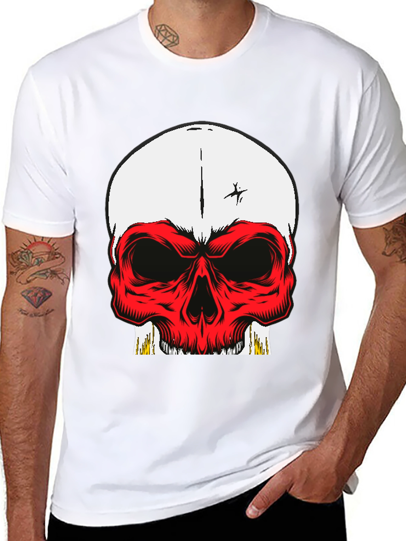 Skull Graphic Tee - Bold Red Design