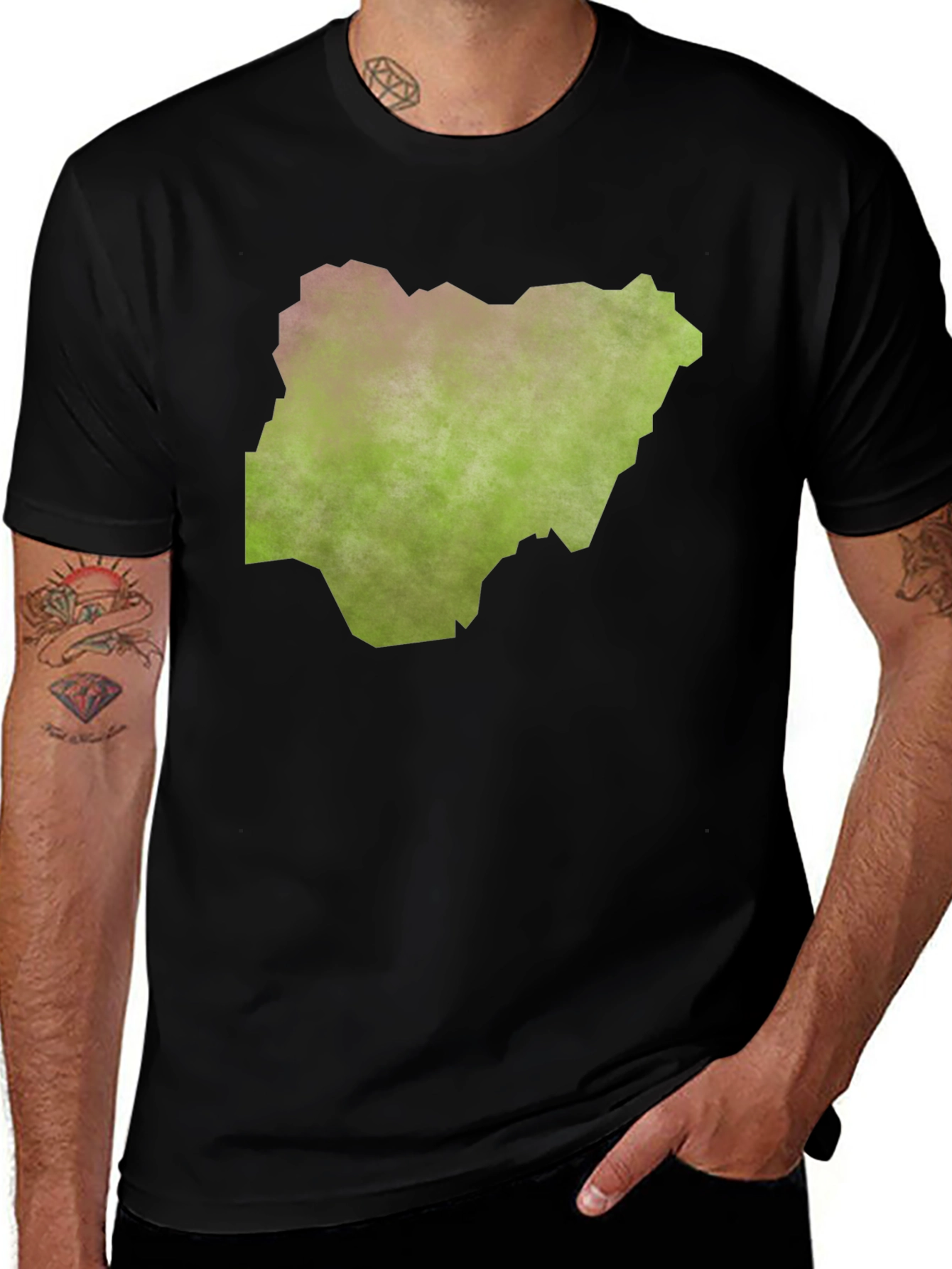 Nigeria Map Graphic Tee - Black Casual T-Shirt