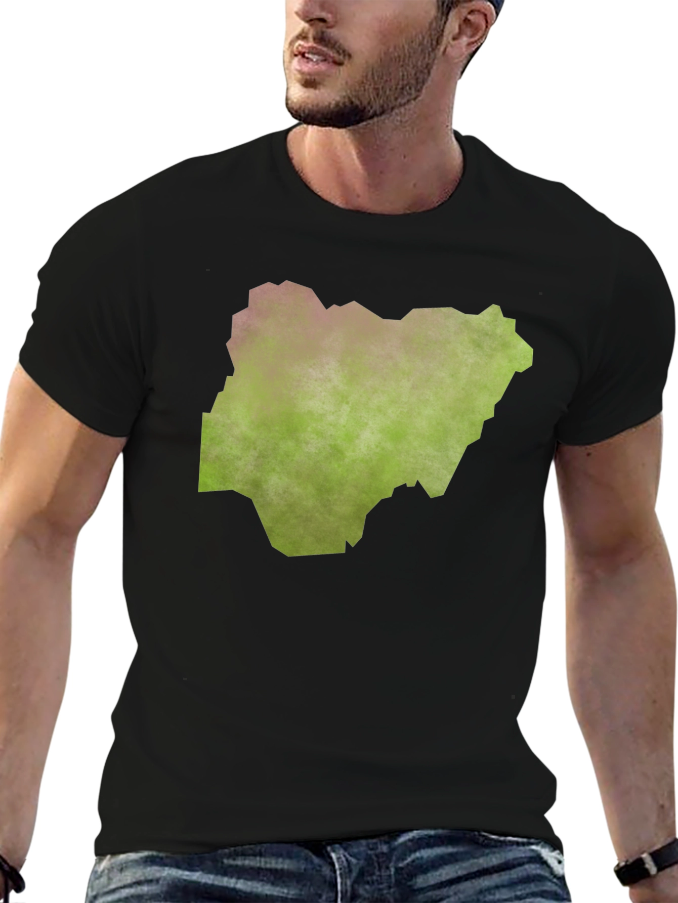 Nigeria Map Graphic Tee - Black Casual T-Shirt