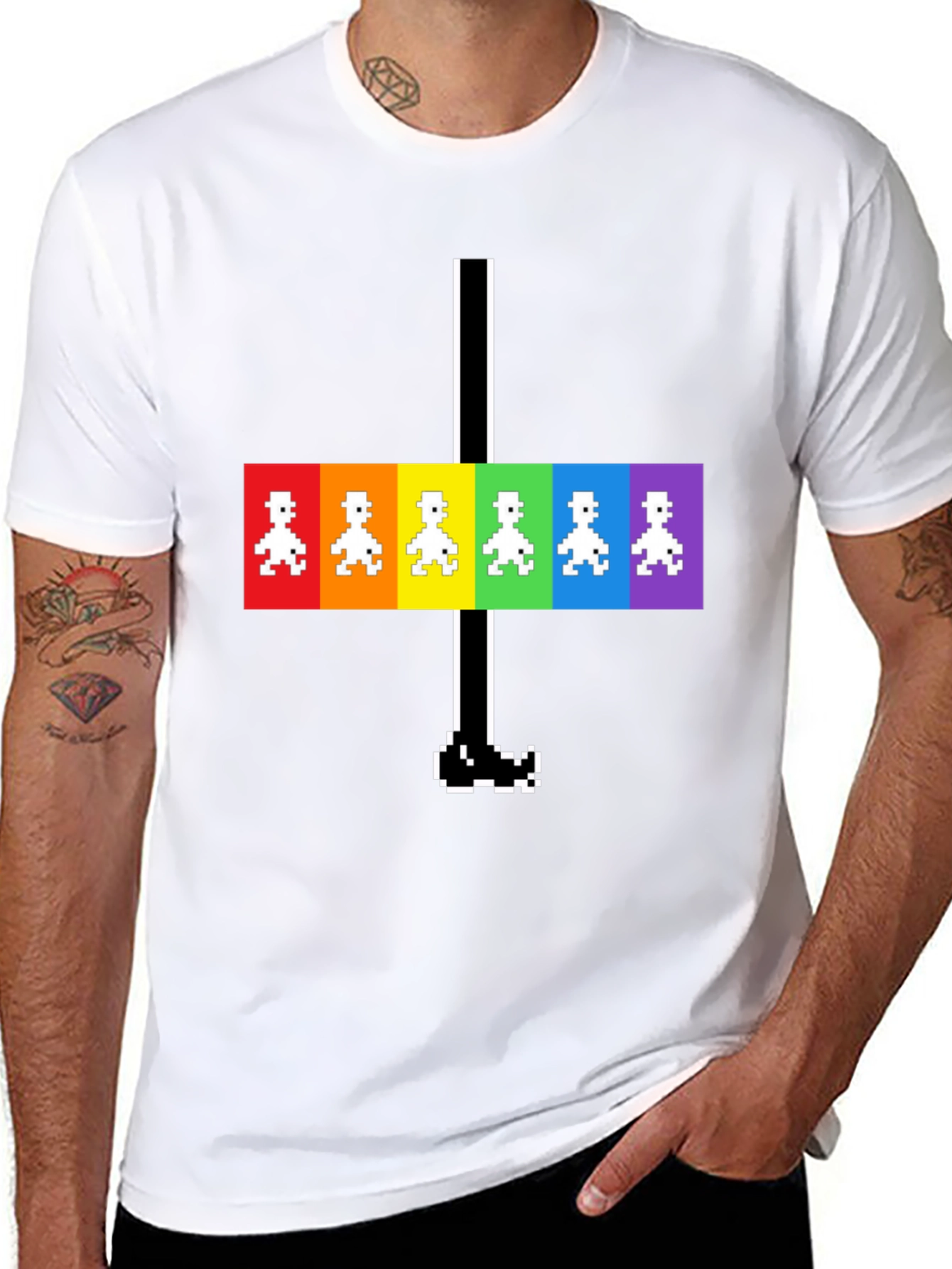 Retro Rainbow Pixel Walk T-Shirt
