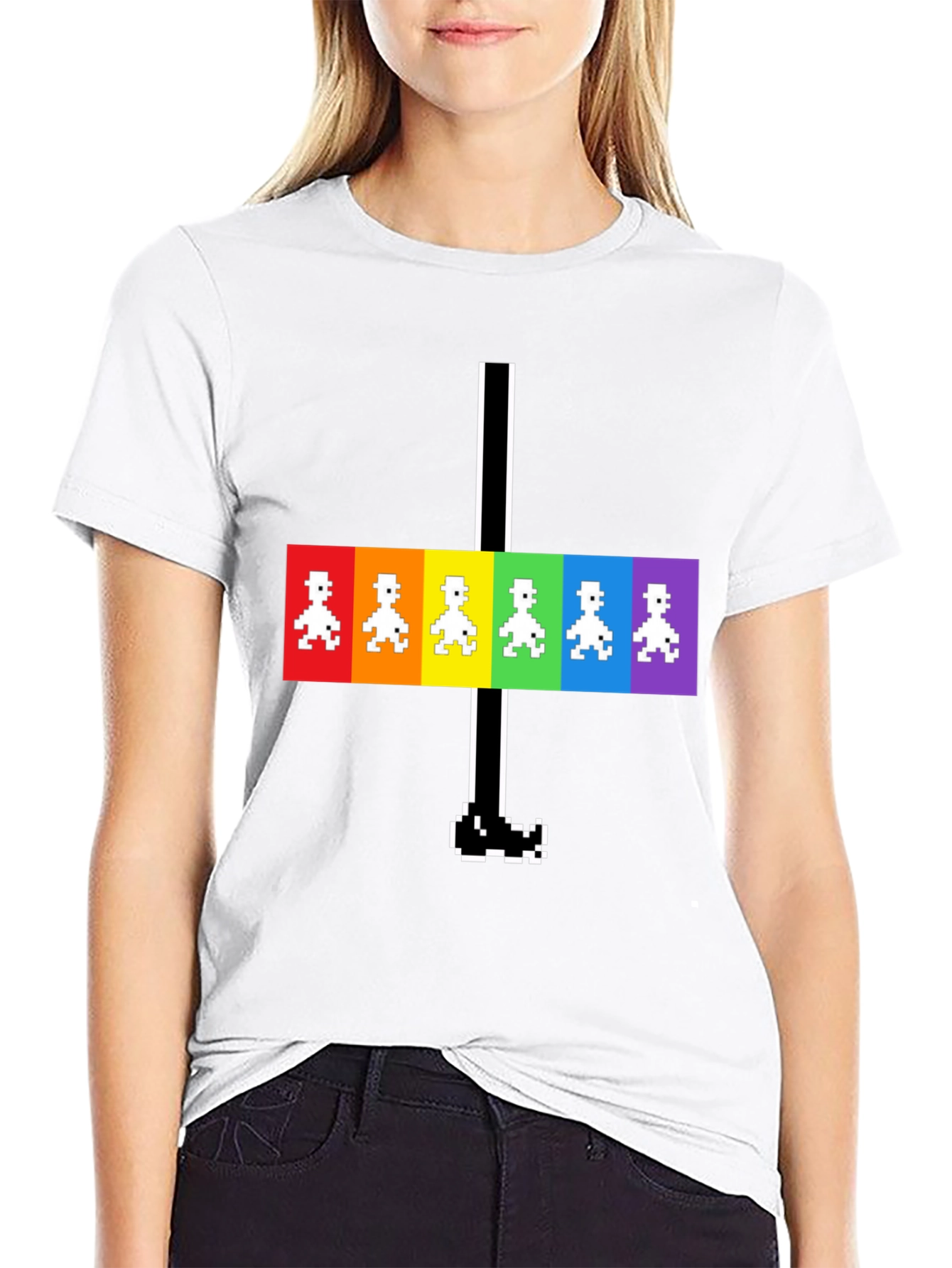 Retro Rainbow Pixel Walk T-Shirt
