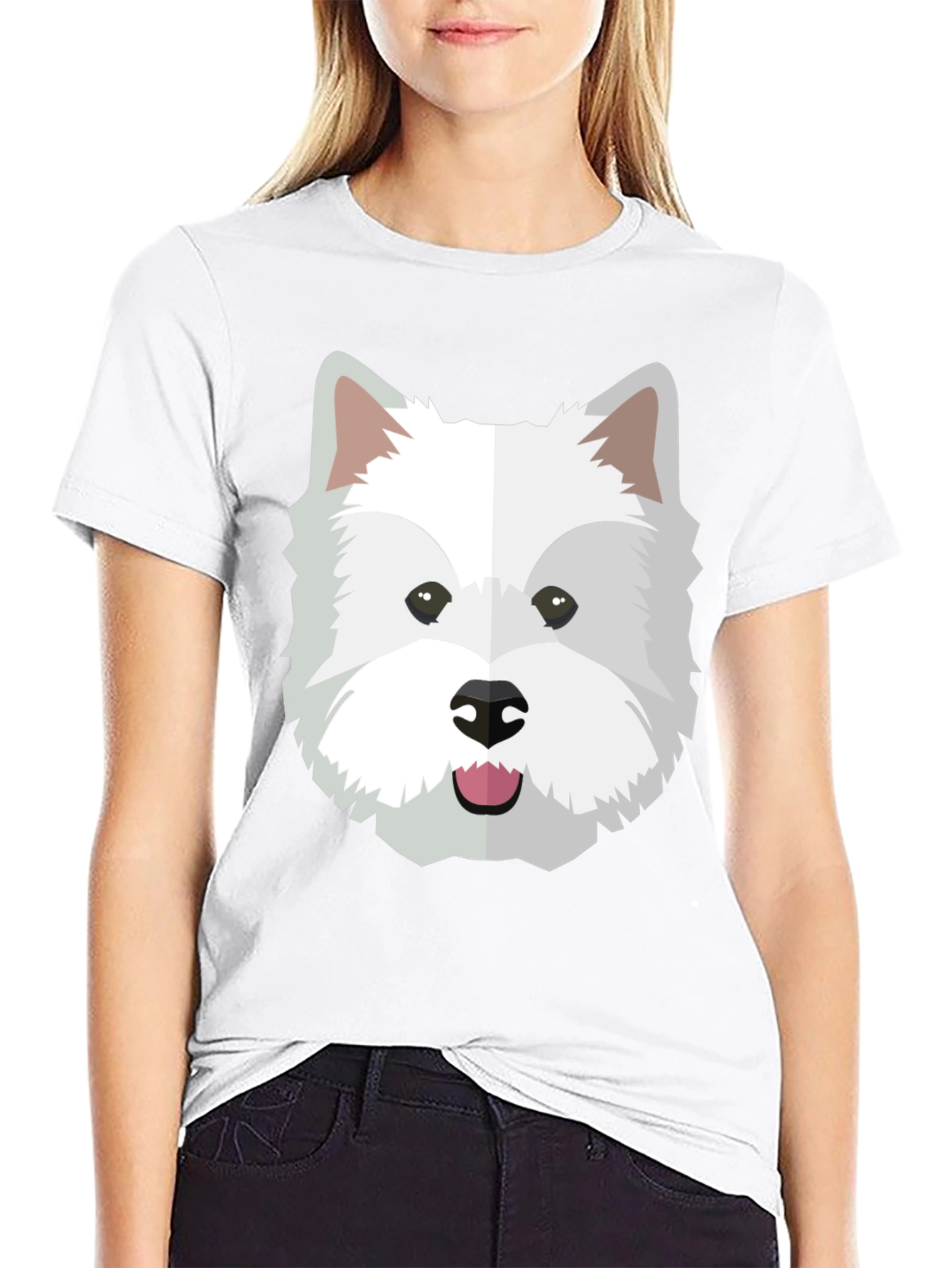 Cute Westie Dog Graphic Tee - Black Casual Shirt