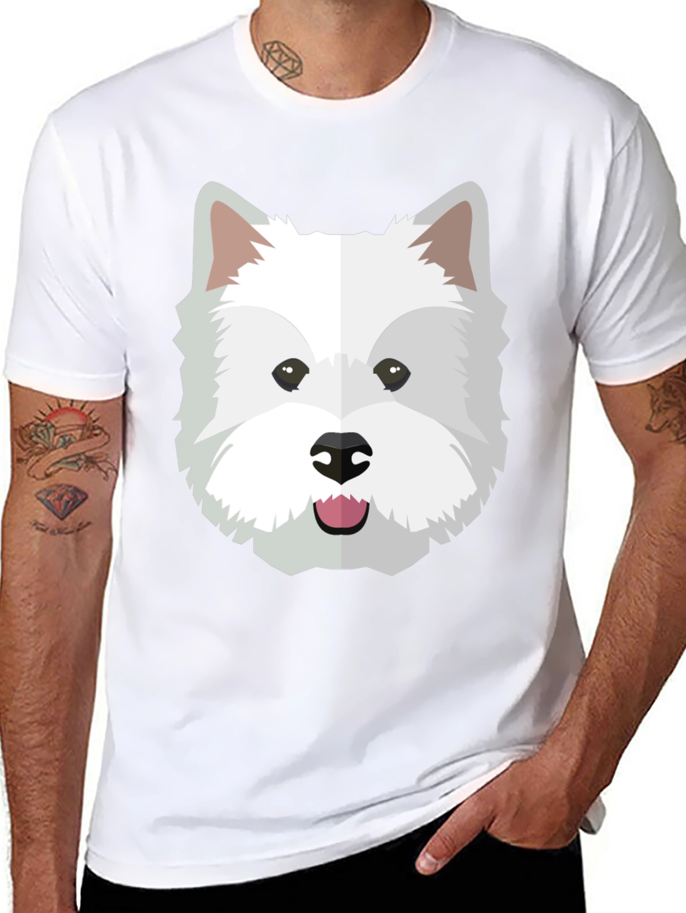 Cute Westie Dog Graphic Tee - Black Casual Shirt