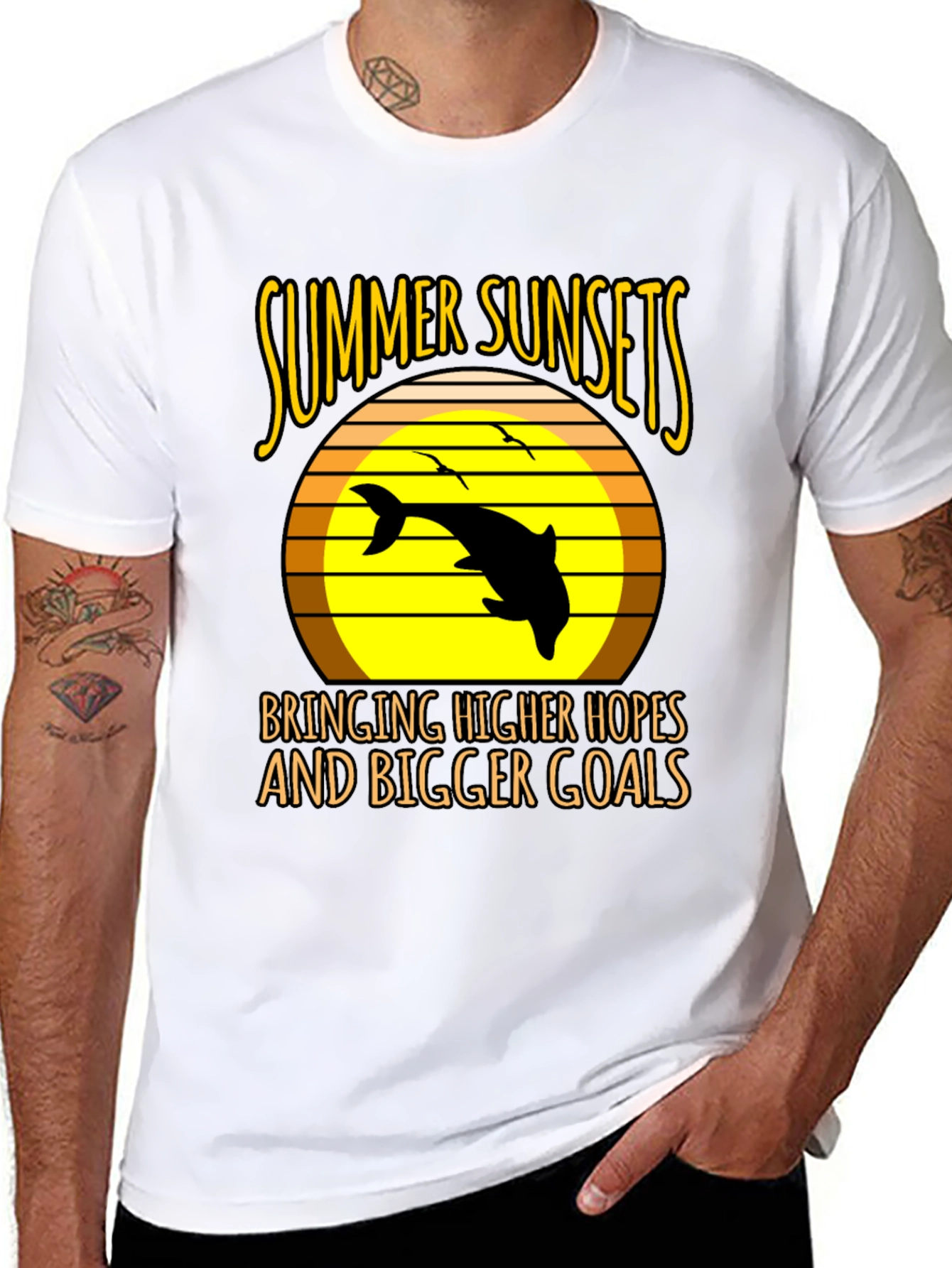 Summer Sunset Dolphin Graphic Tee