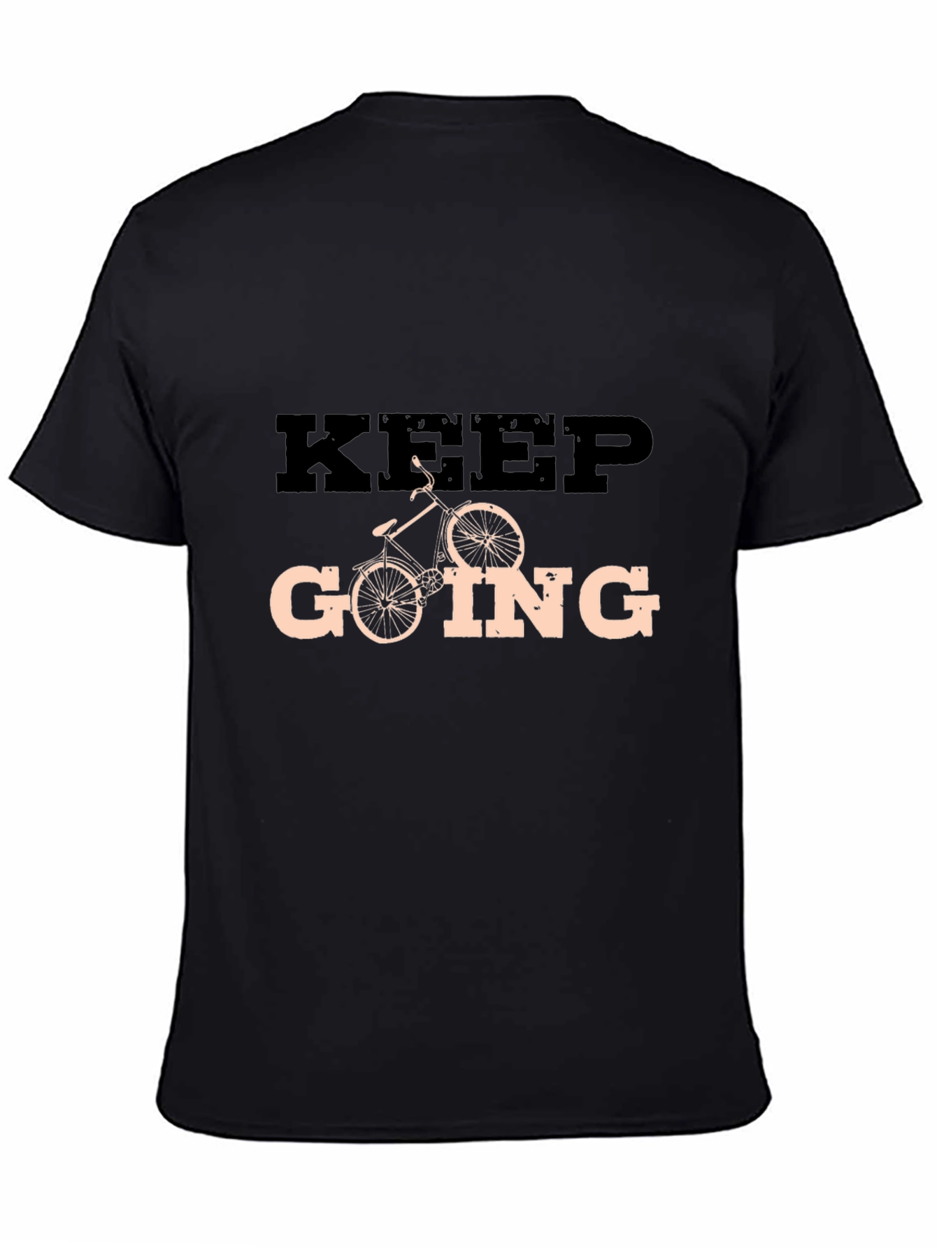 Keep Going Cycling Graphic Tee - Motivational Black T-Shirt