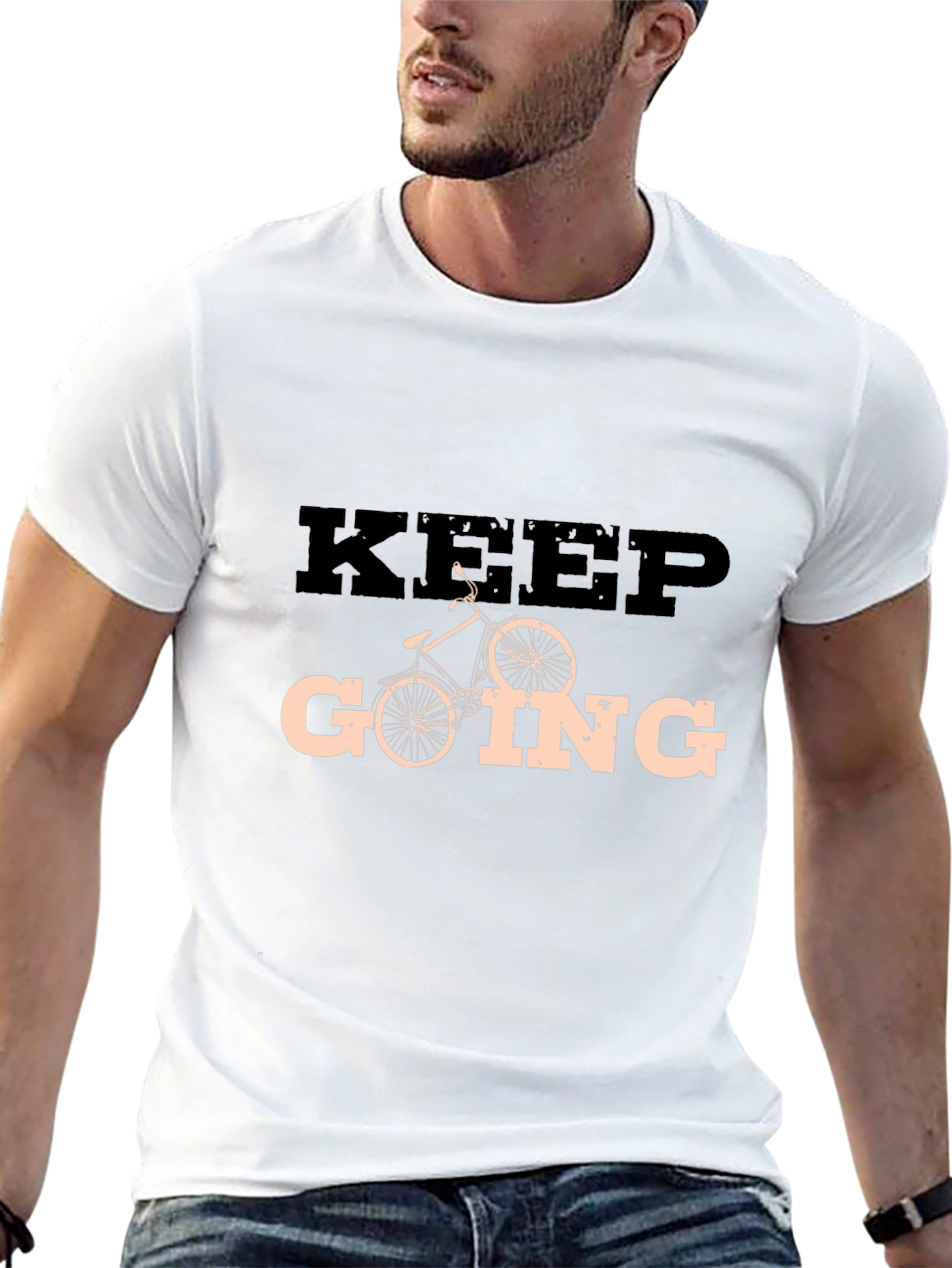 Keep Going Cycling Graphic Tee - Motivational Black T-Shirt