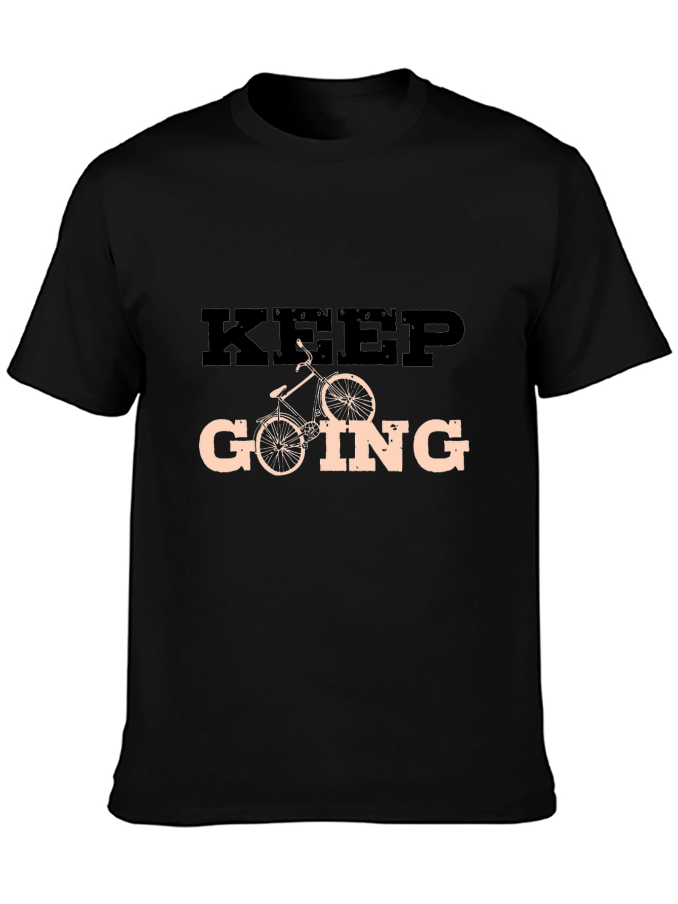 Keep Going Cycling Graphic Tee - Motivational Black T-Shirt