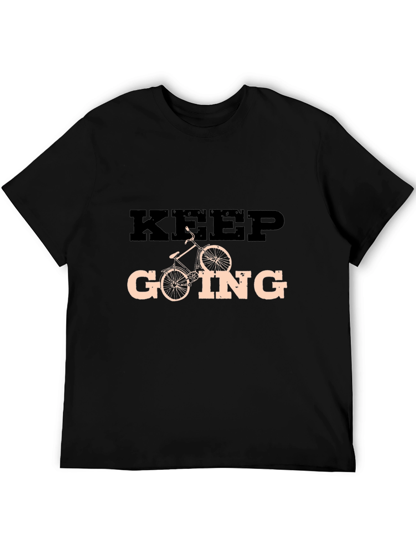 Keep Going Cycling Graphic Tee - Motivational Black T-Shirt