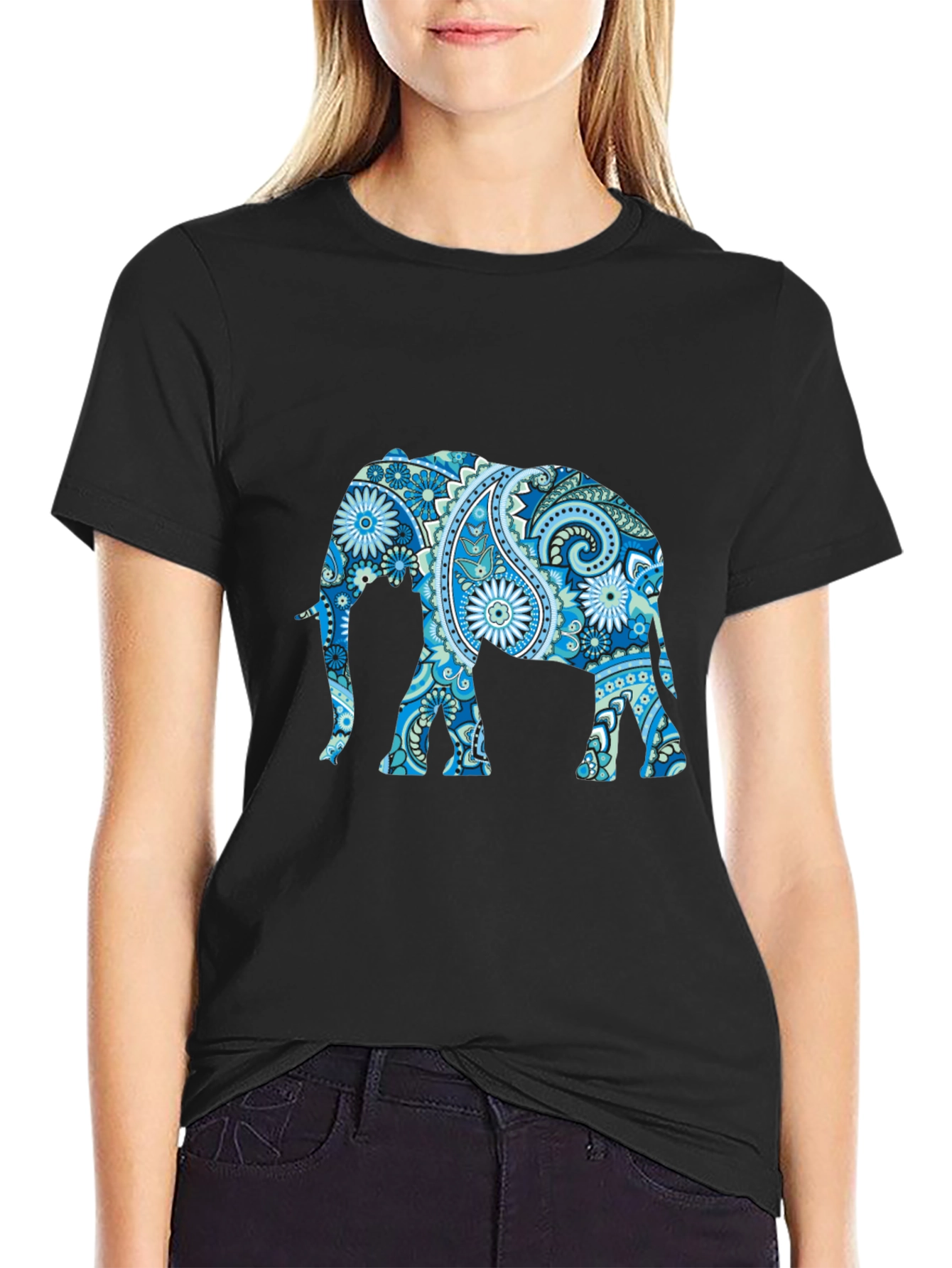 Elephant Paisley Print T-Shirt