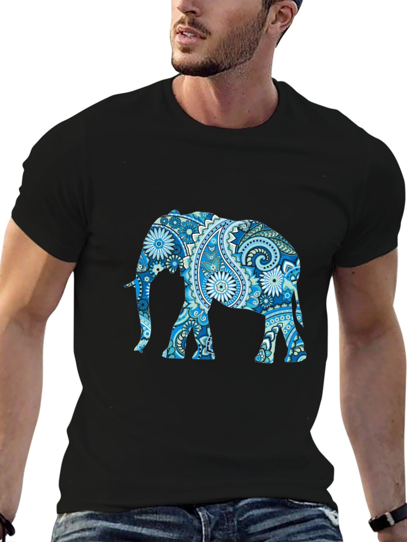Elephant Paisley Print T-Shirt