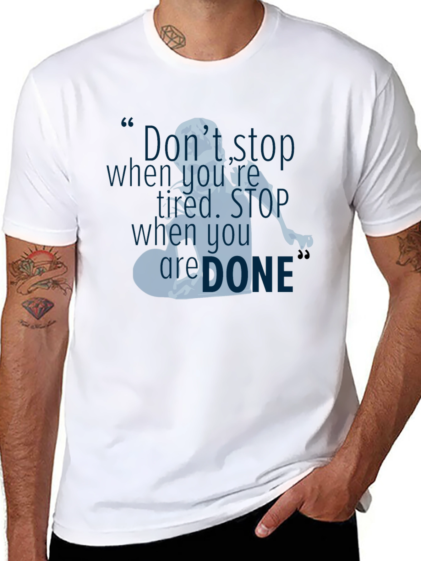 Motivational Graphic Tee - Never Stop When Youre Tired