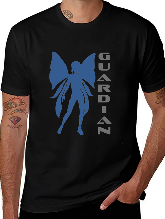 Guardian Fairy Graphic Tee - Stylish Black T-Shirt