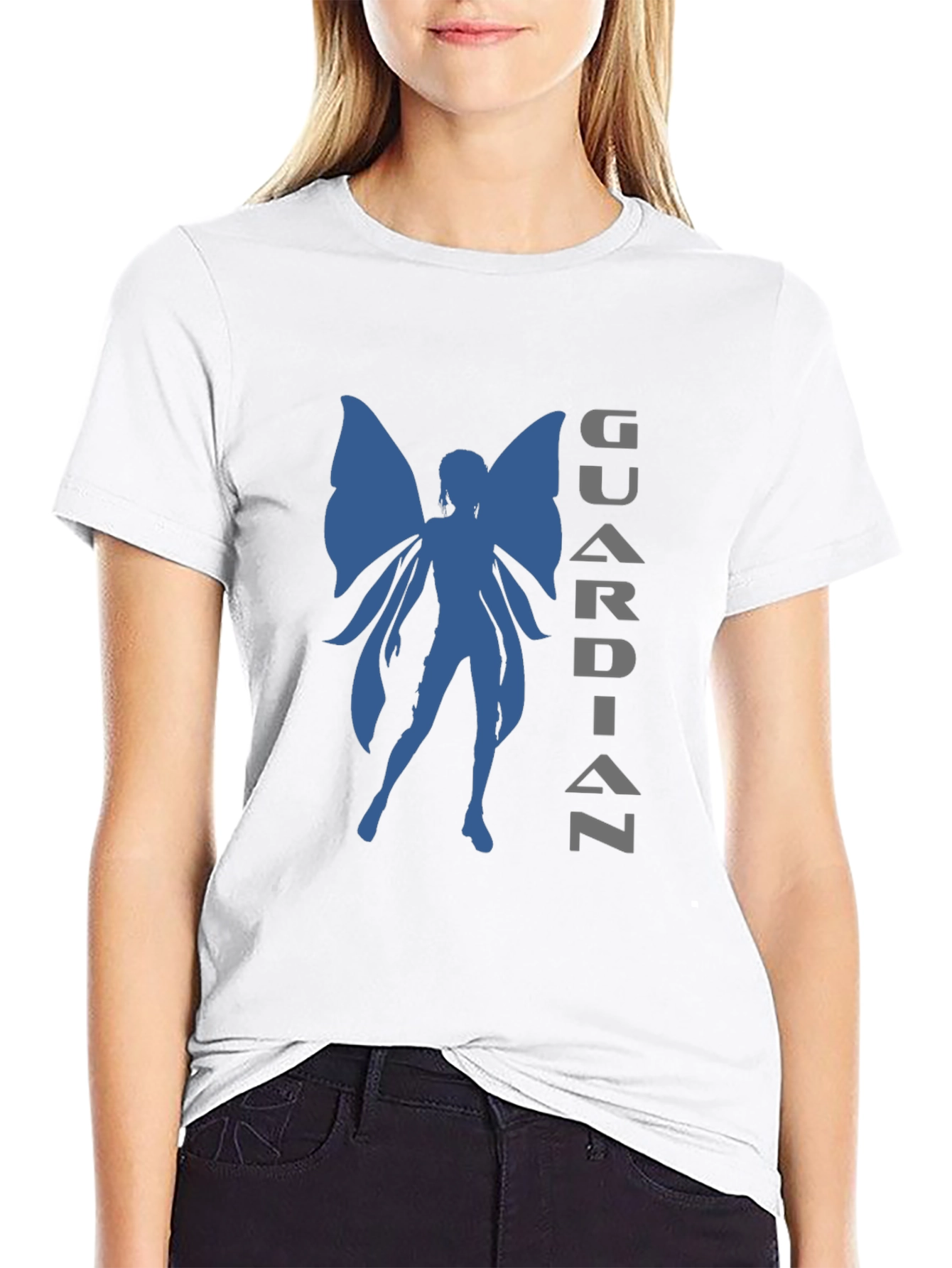 Guardian Fairy Graphic Tee - Stylish Black T-Shirt