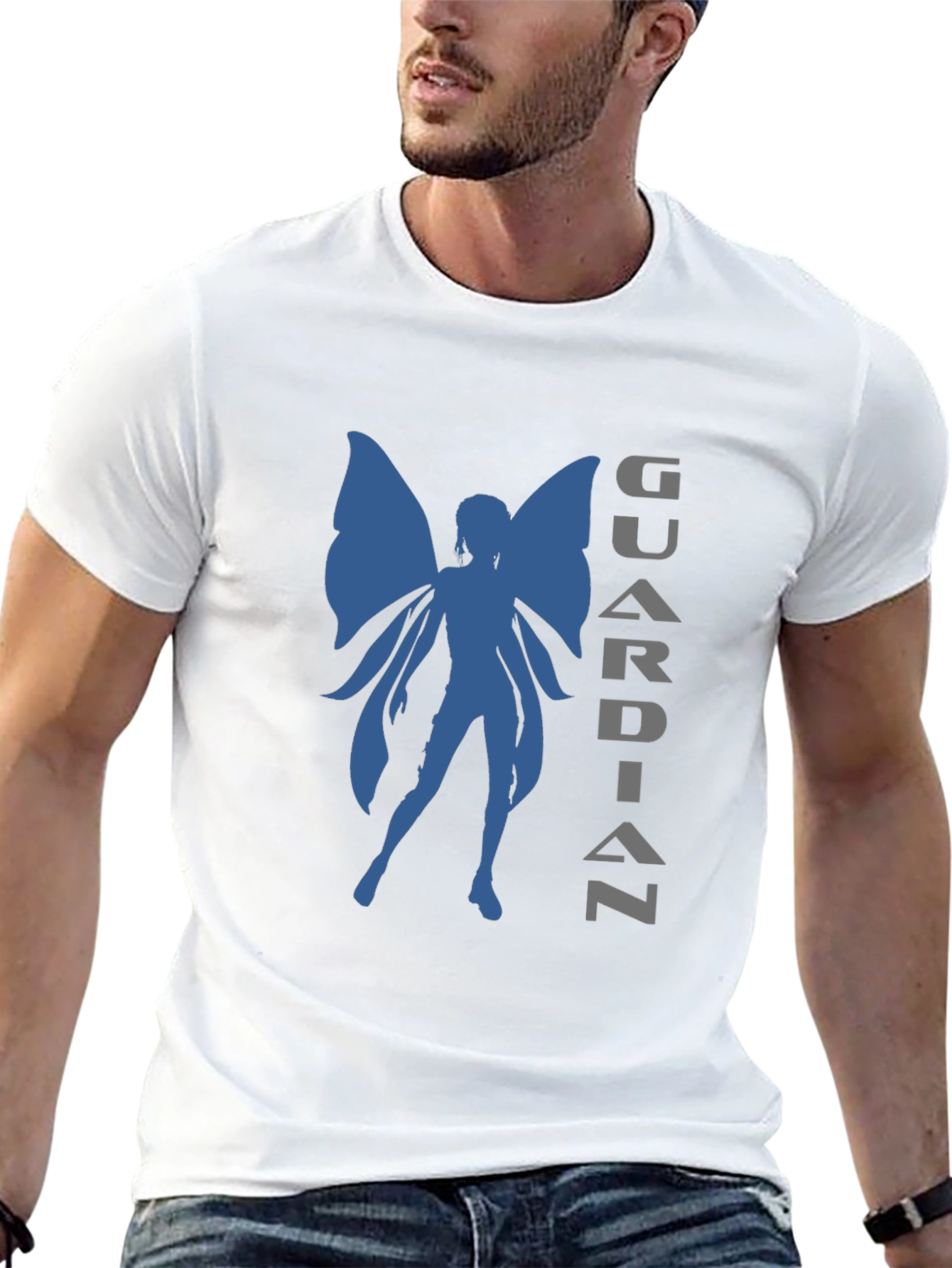 Guardian Fairy Graphic Tee - Stylish Black T-Shirt