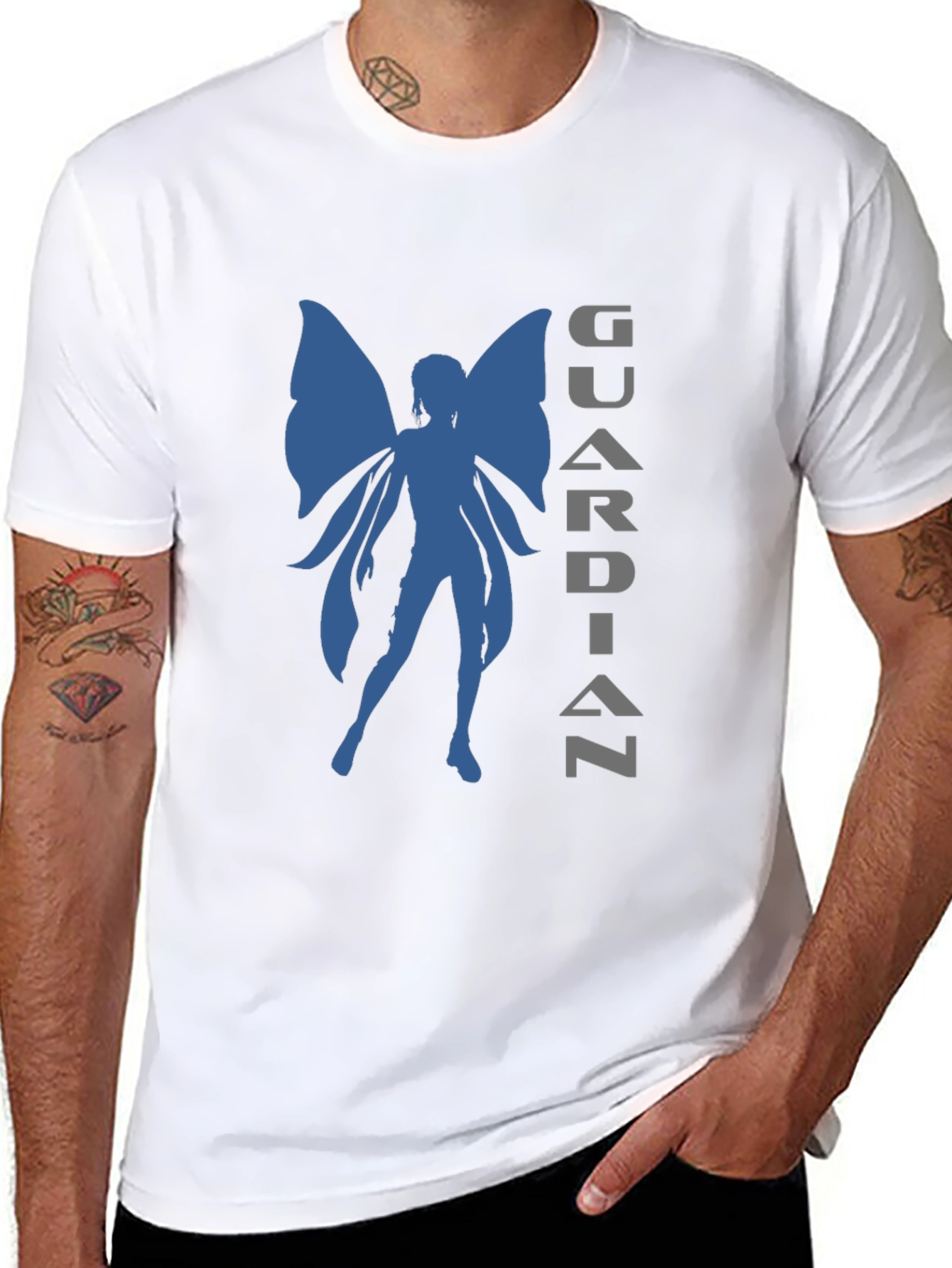 Guardian Fairy Graphic Tee - Stylish Black T-Shirt