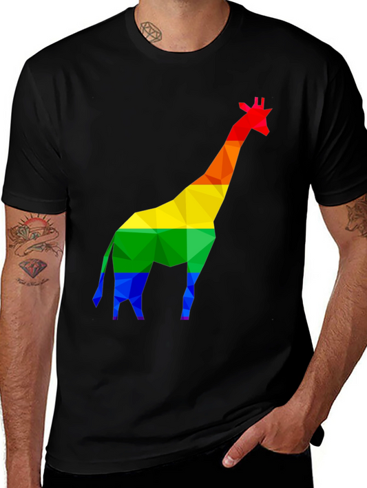 Rainbow Giraffe Graphic Tee - Black