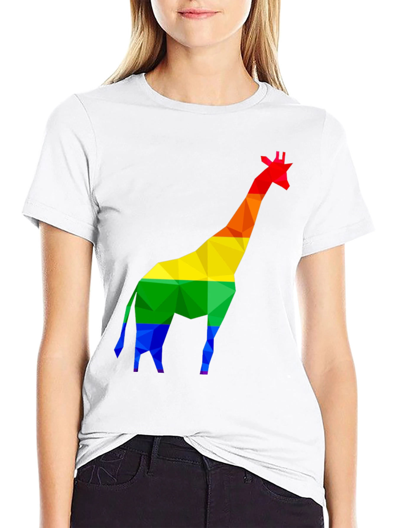 Rainbow Giraffe Graphic Tee - Black