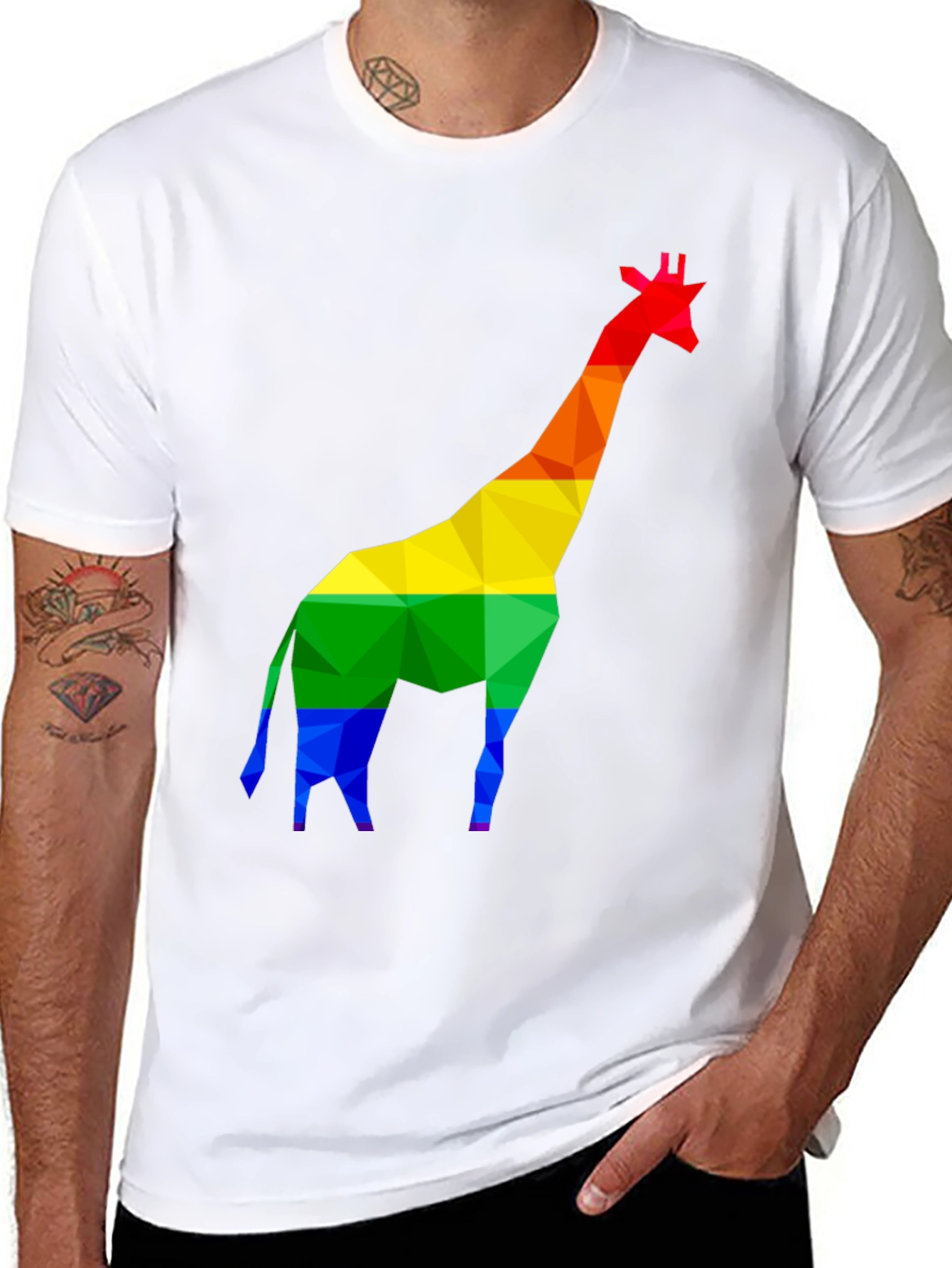 Rainbow Giraffe Graphic Tee - Black