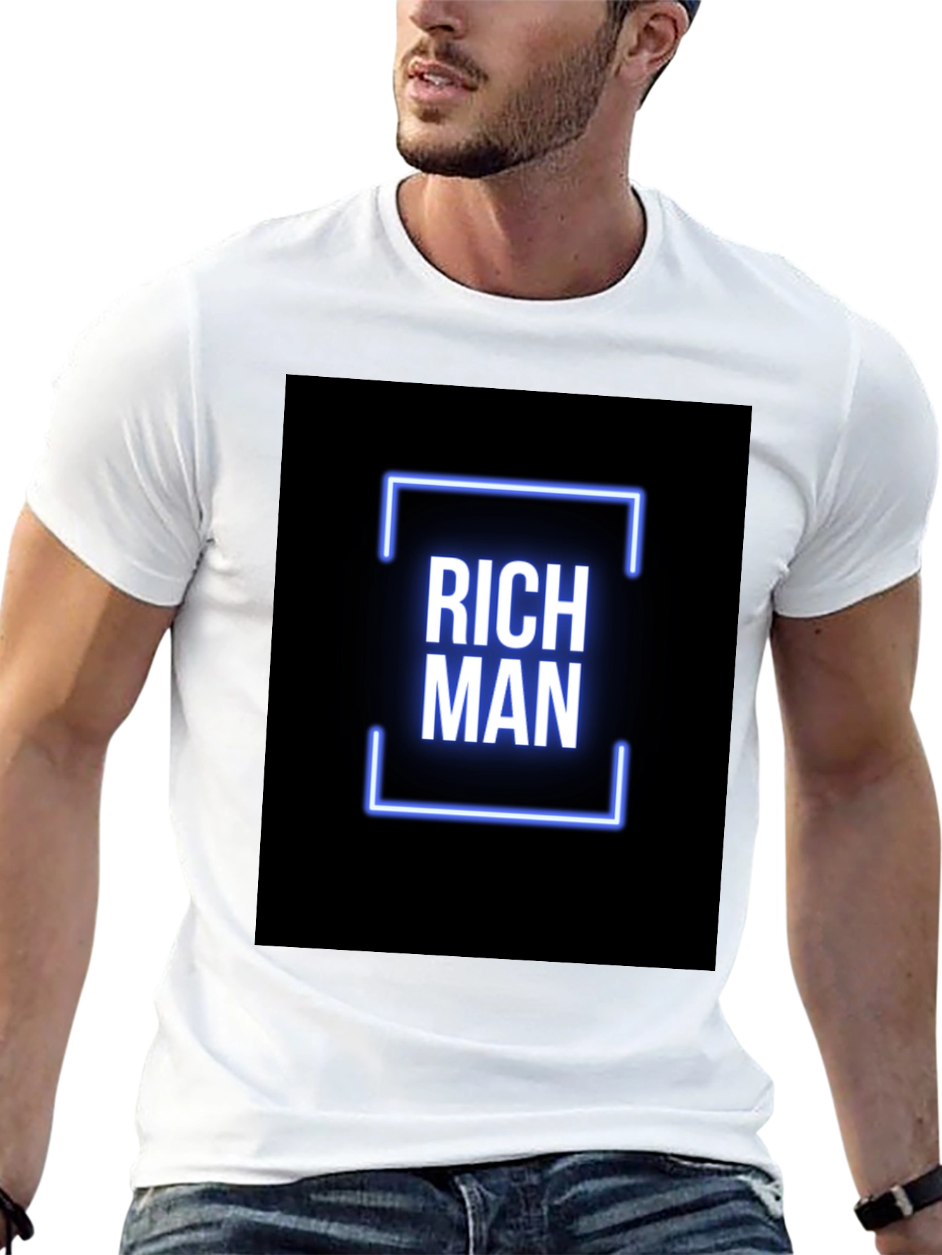 Rich Man Graphic Tee - Black Crew Neck T-Shirt