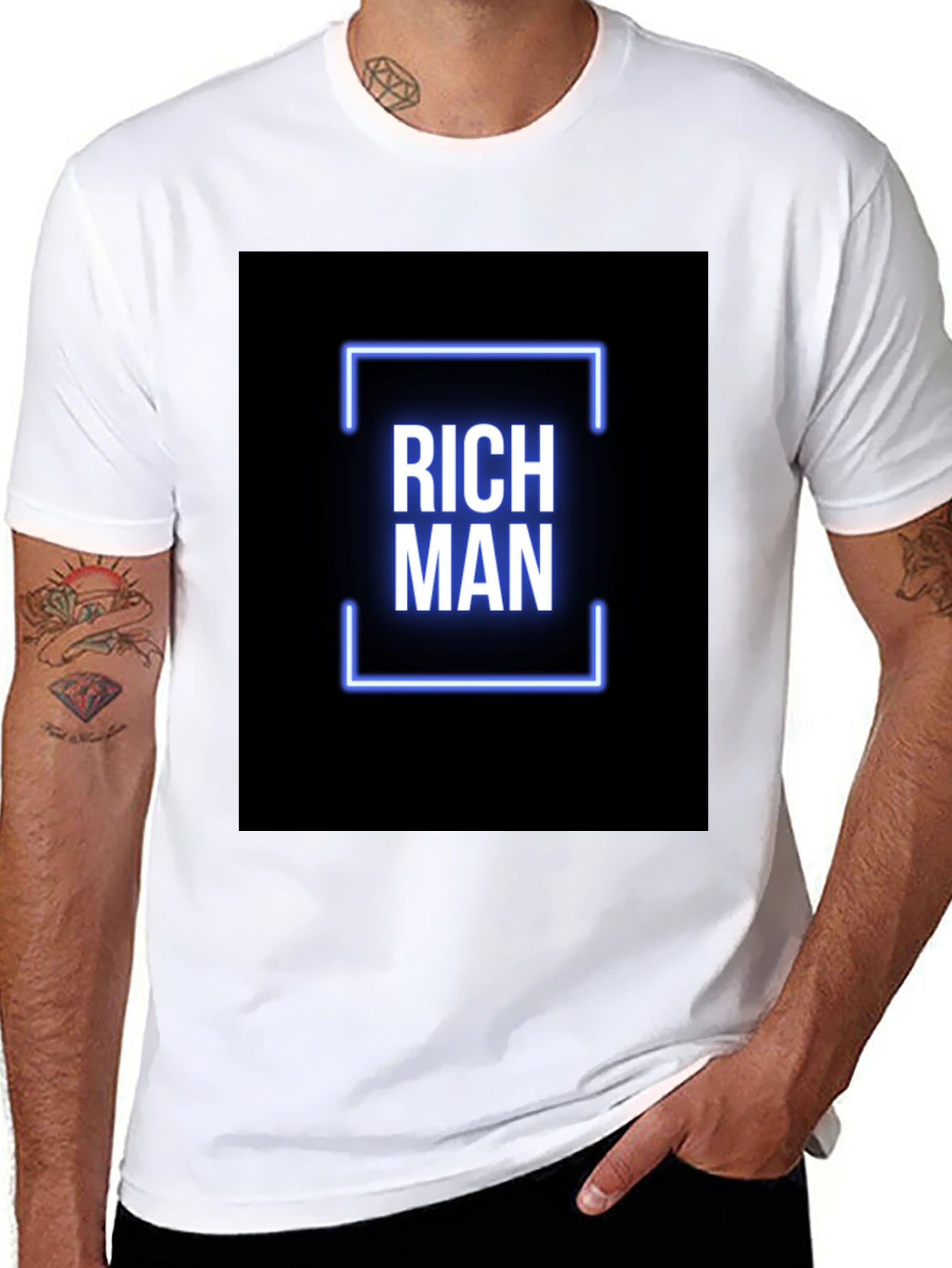 Rich Man Graphic Tee - Black Crew Neck T-Shirt