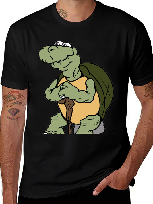 Turtle Cartoon Black T-Shirt