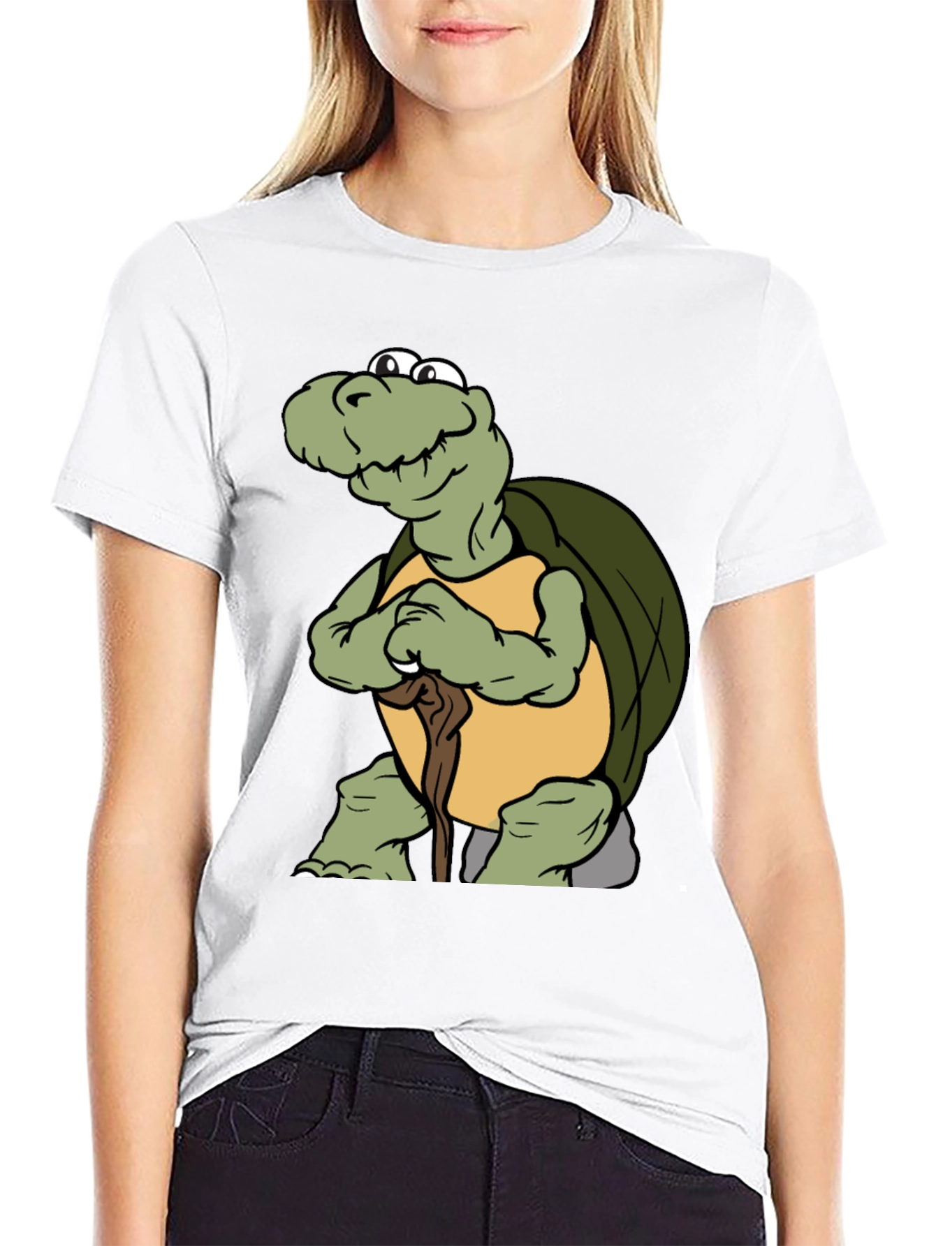 Turtle Cartoon Black T-Shirt