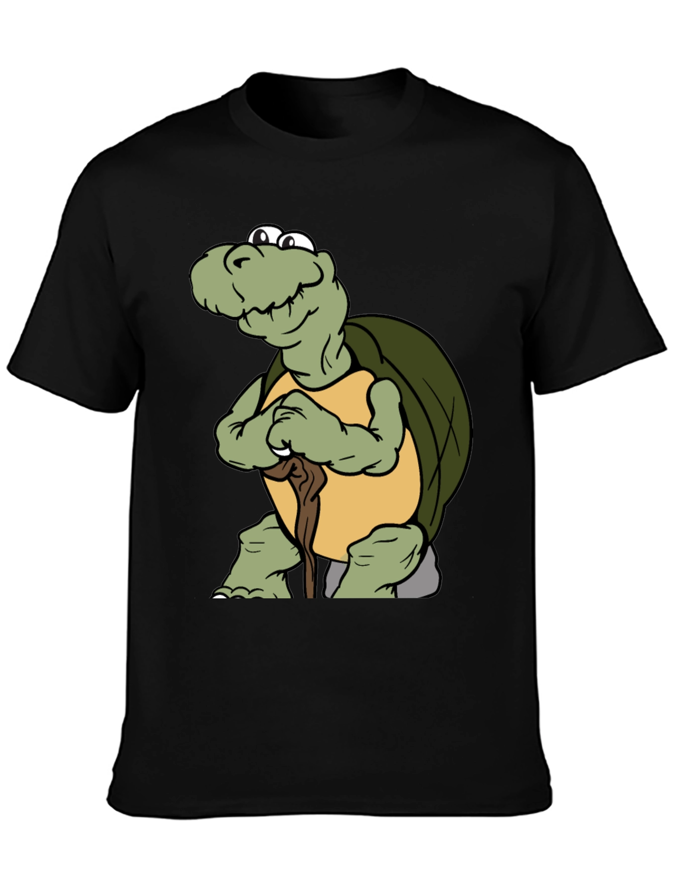 Turtle Cartoon Black T-Shirt