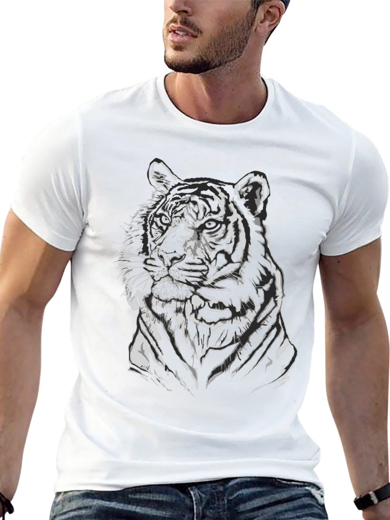 Black Tiger Graphic Tee - Cool Animal Print Shirt
