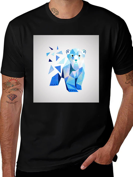 Geometric Polar Bear Graphic Tee - Modern Art Shirt