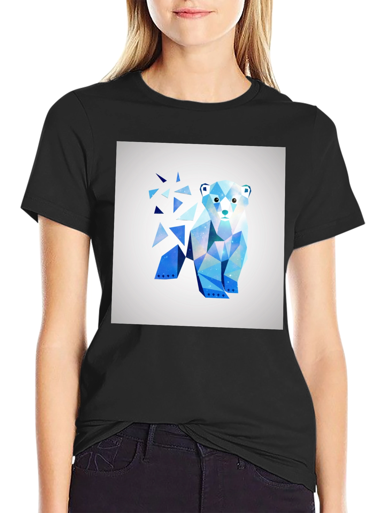 Geometric Polar Bear Graphic Tee - Modern Art Shirt