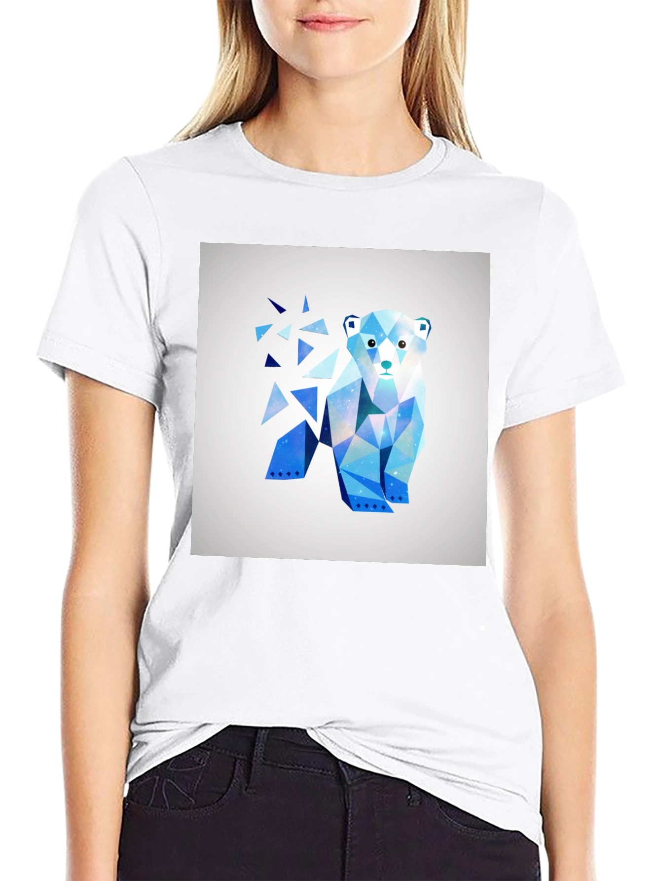 Geometric Polar Bear Graphic Tee - Modern Art Shirt