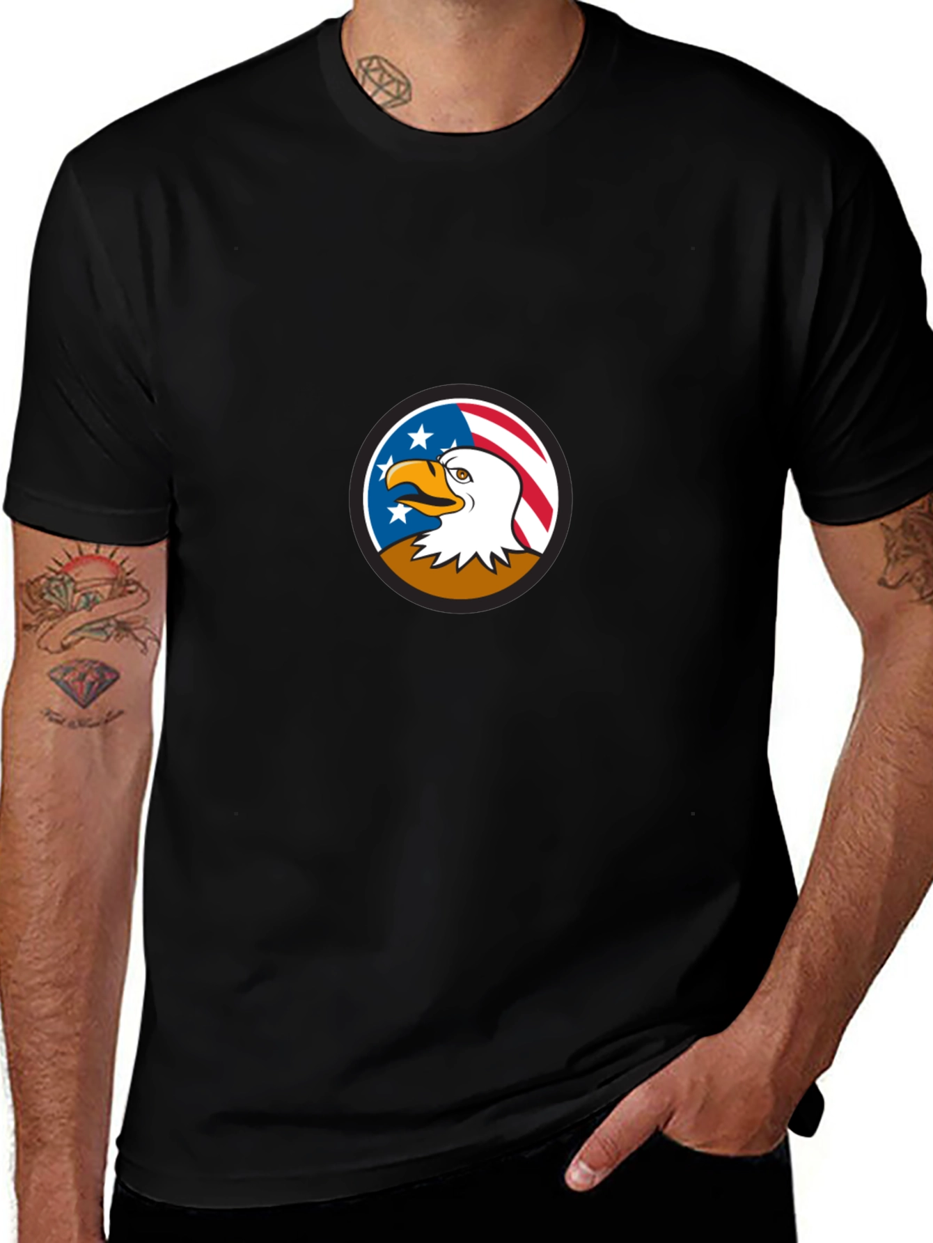Bald Eagle American Flag Graphic T-Shirt
